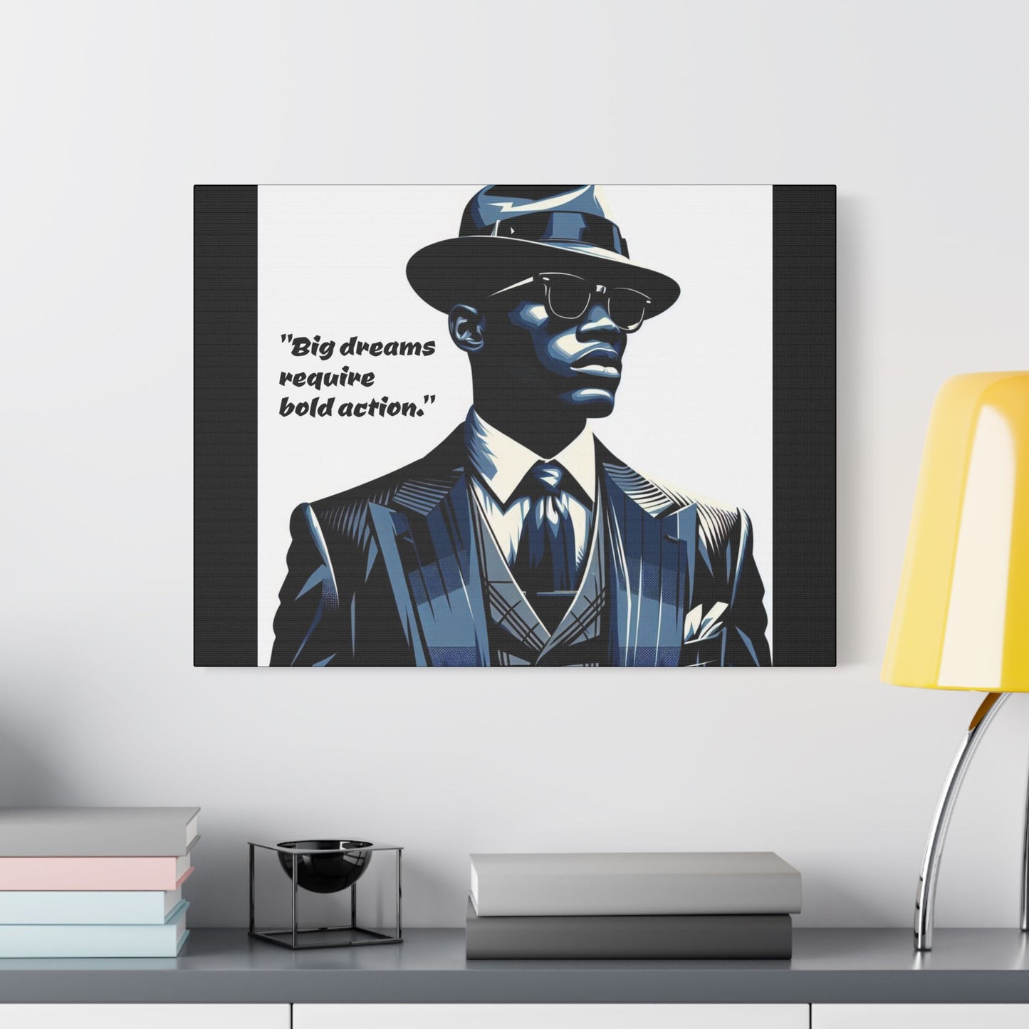 Afro Art Print Canvas, Wall Decor, Satin Stretched Canvas, African American Art, Office Decor, Home Decor - "Big dreams require bold action."