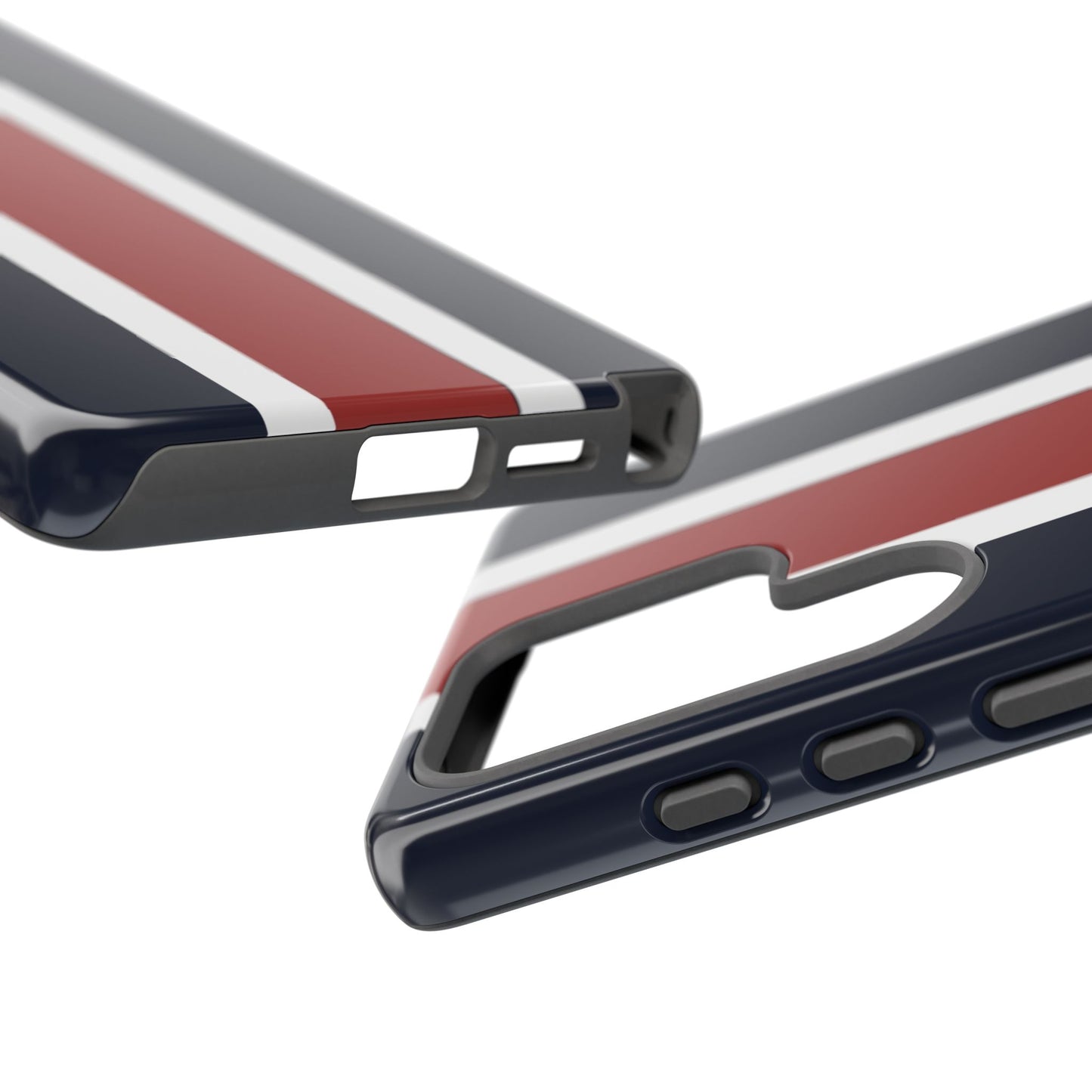Lunar Midnight & Red-White Striped Stylish Phone Case - Tough Cases, Custom iPhone Cover, Sleek Phone Accessories, Gifts for Him/Her