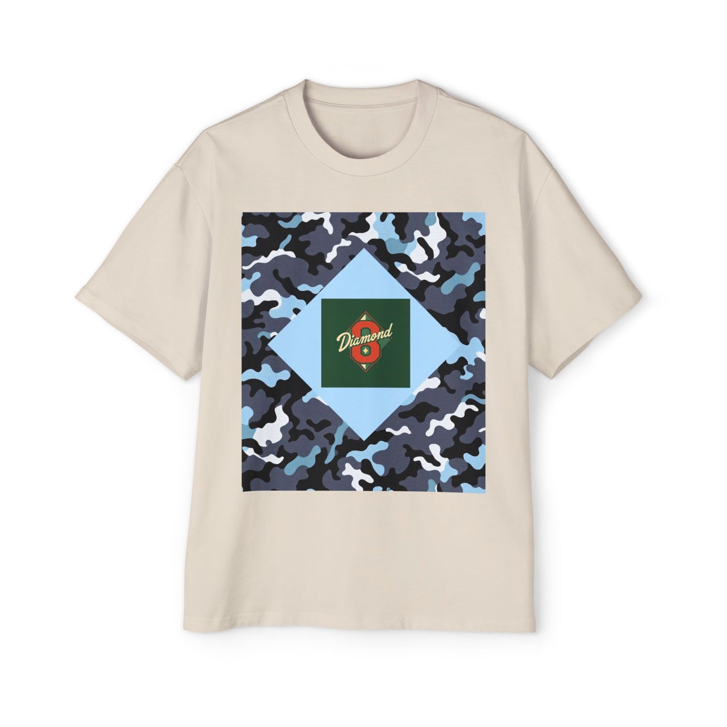Men's Oversized Camo Tee, Casual Streetwear, Graphic T-Shirt, Trendy Outfit, Gift for Him, Relaxed Fit Top - Camo & Diamond 8