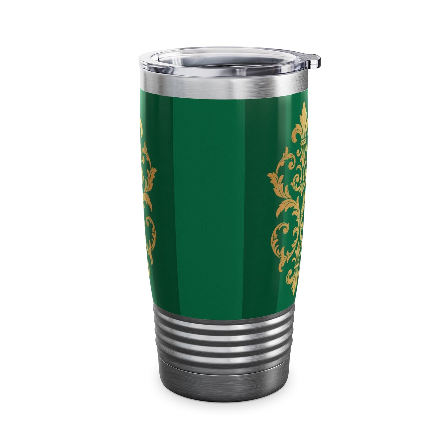 Green Striped Gold Baroque 20oz Tumbler — Elegant Insulated Travel Cup