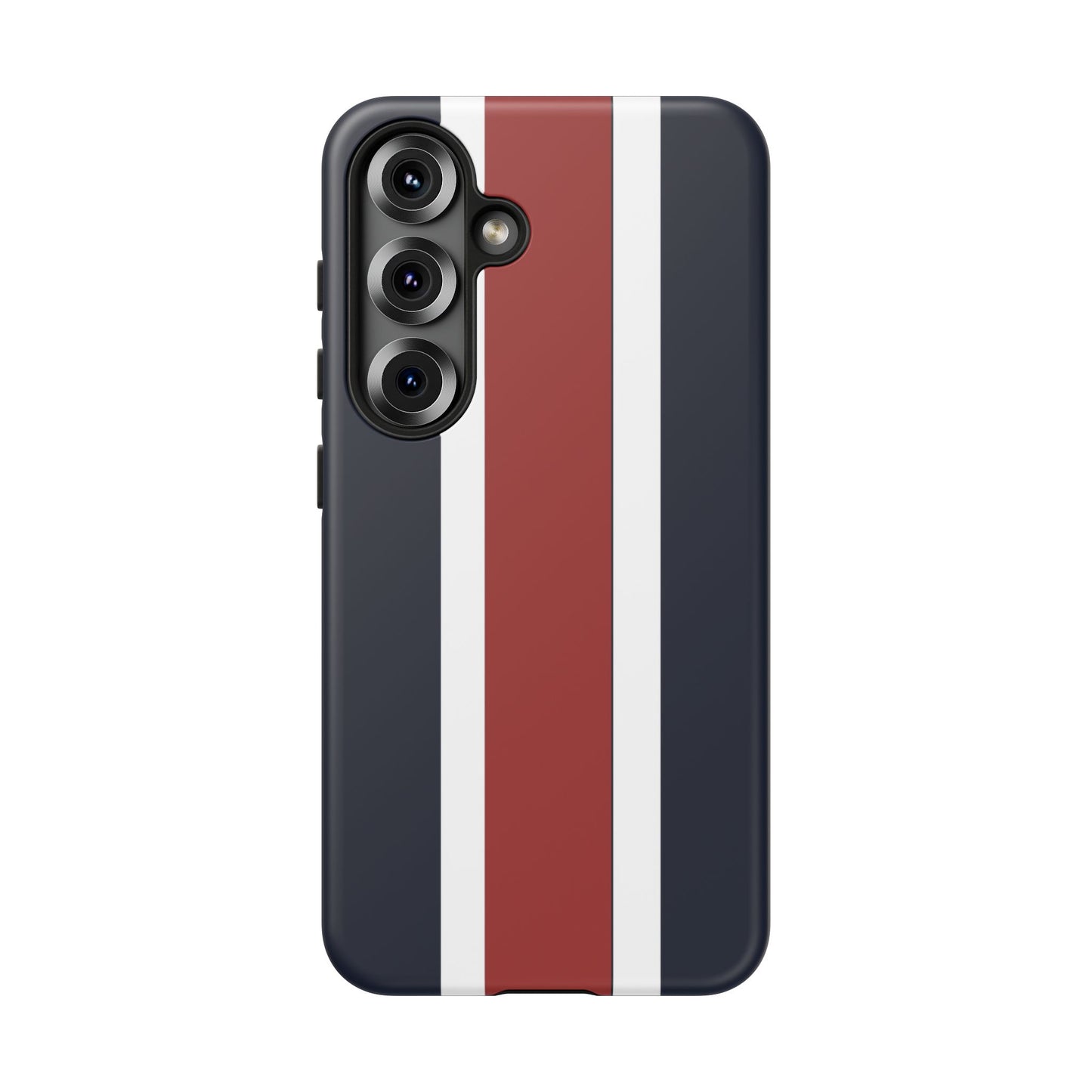 Lunar Midnight & Red-White Striped Stylish Phone Case - Tough Cases, Custom iPhone Cover, Sleek Phone Accessories, Gifts for Him/Her