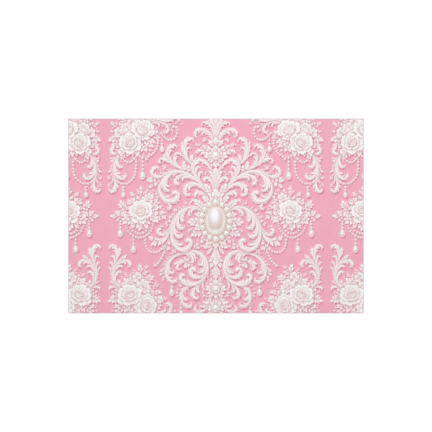 Pink Rococo Pearl Foam Board Wall Art — Elegant Vintage Floral Accent