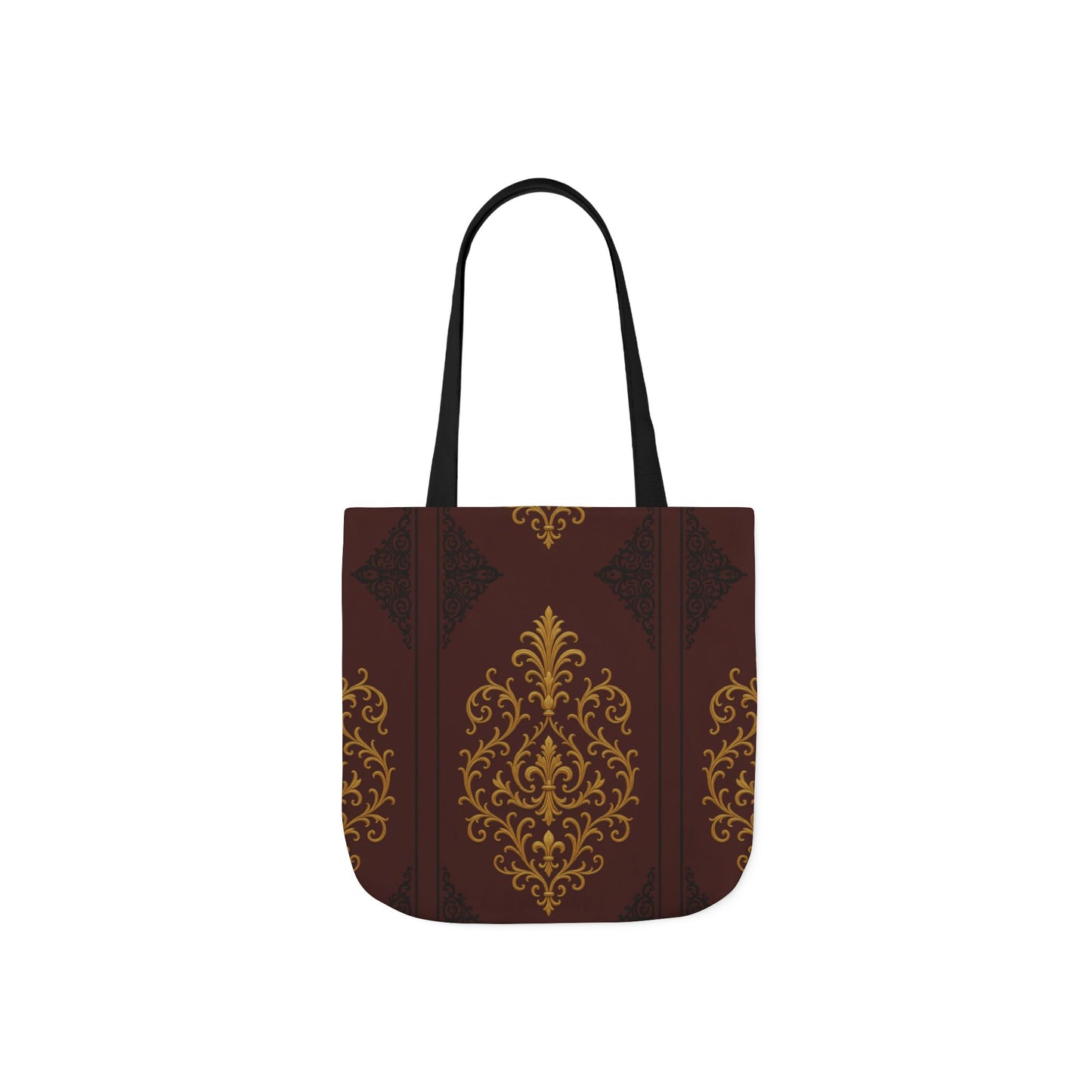 Dusk Burgundy-Black & Gold Baroque Canvas Tote — Vintage Burgundy & Gold Market Bag