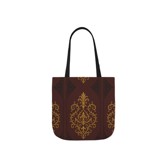 Dusk Burgundy-Black & Gold Baroque Canvas Tote — Vintage Burgundy & Gold Market Bag
