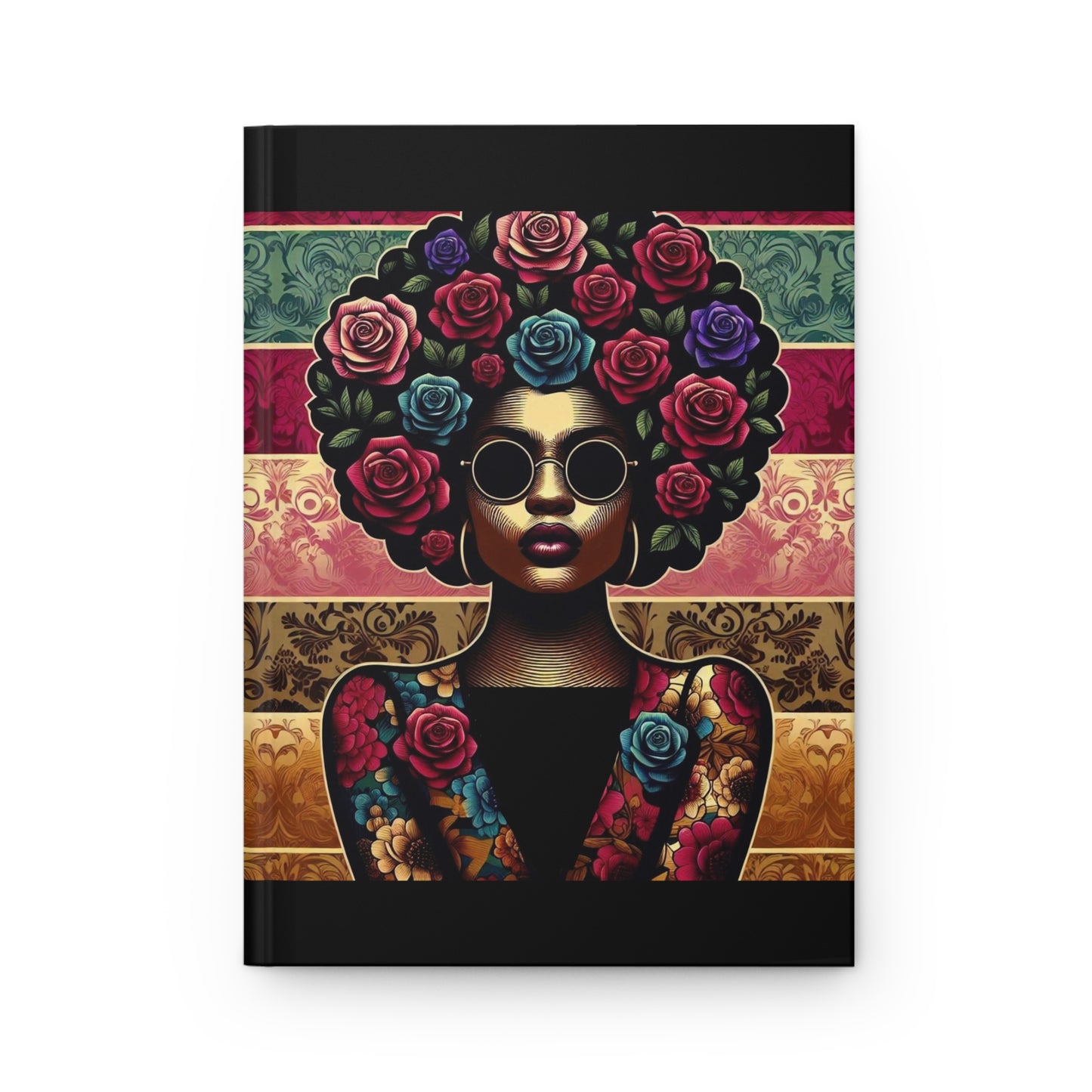 Elegant Hardcover Journal - Stylish Writing Notebook - Lady In Damask & Roses Design