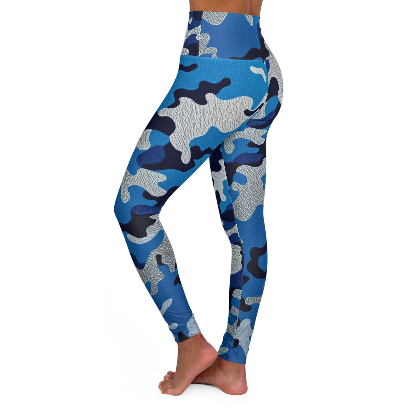 Camo High Waisted Yoga Leggings, Comfortable Activewear for Fitness, Stylish Workout Gear, Perfect for Yoga and Gym - Blue Camo