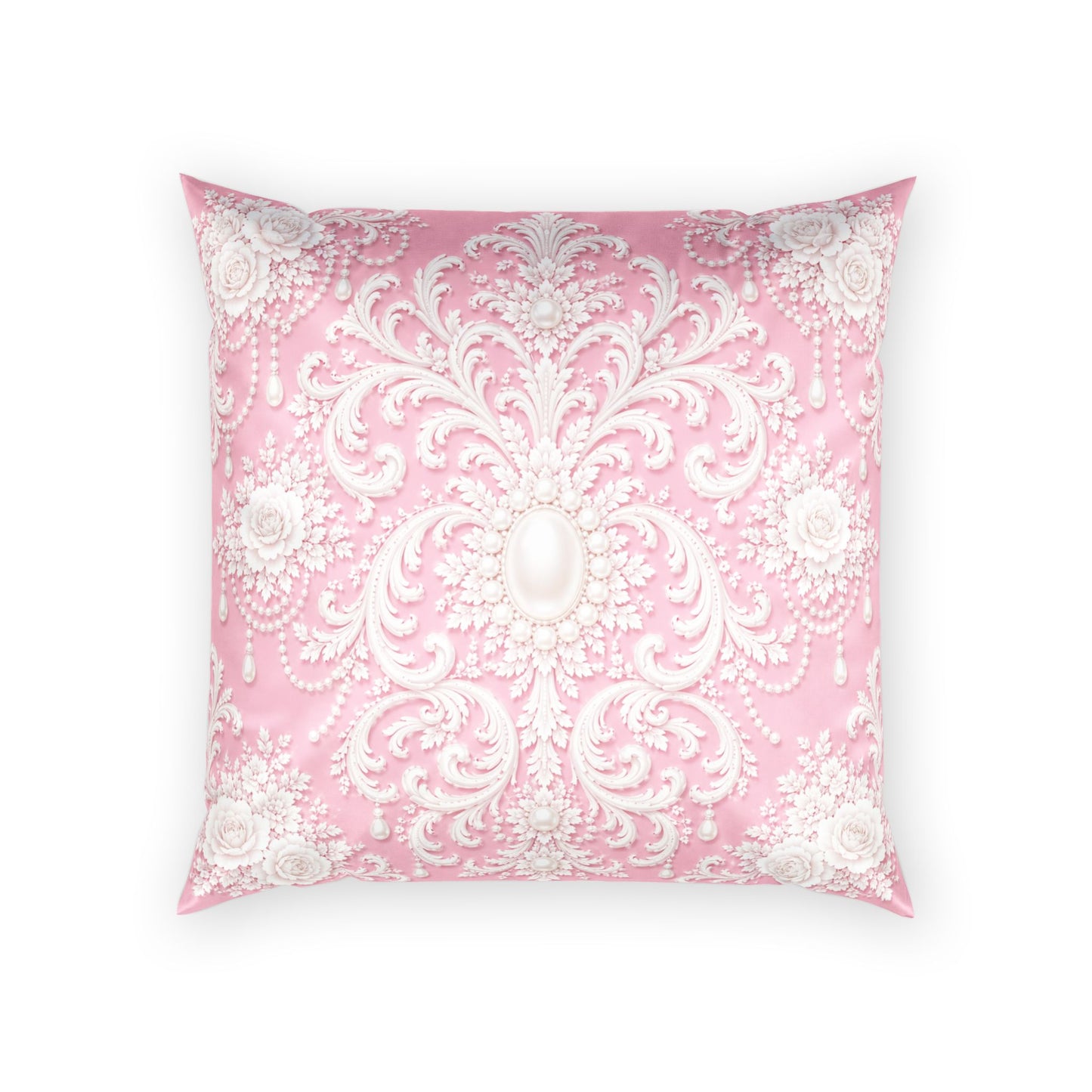Pink Rococo Velvet Pillow – Elegant Rococo Throw Pillow