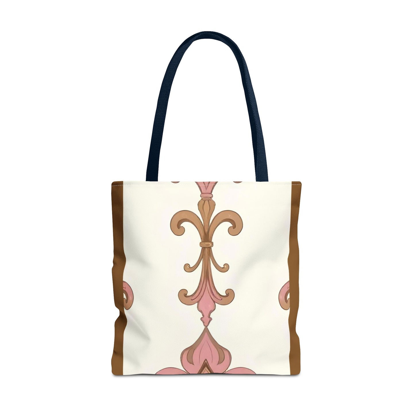 Elegant Floral Tote Bag - Perfect for Everyday Use, Shopping, Gifts, Summer Outings, and Special Occasions - Brown Striped Pink Arabesque