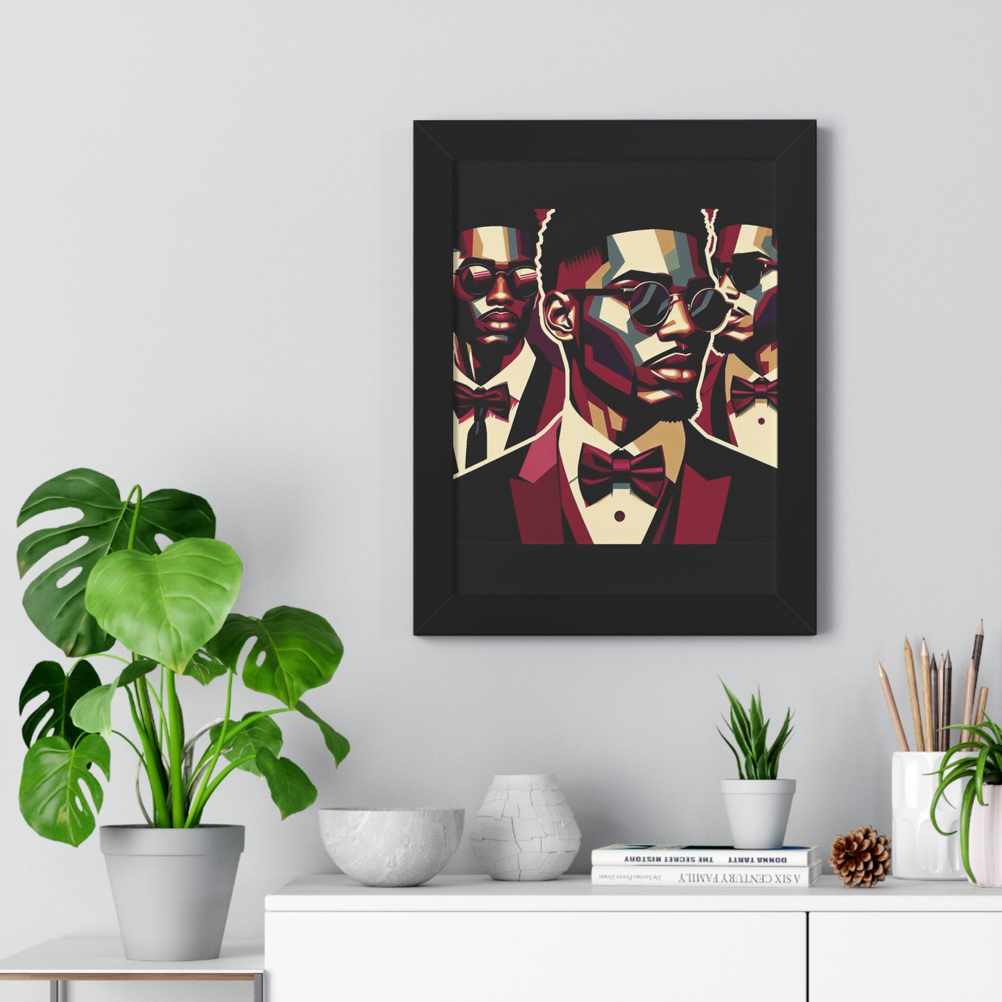Stylish Framed Vertical Poster - Modern Art for Home Decor - Man In Burgundy Suit