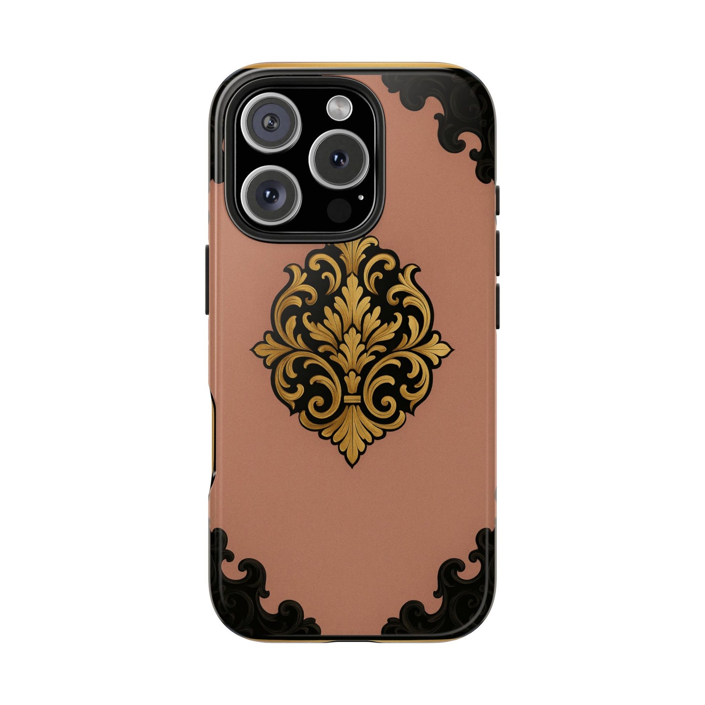 Mauve & Black-Gold Baroque Tough Phone Case — Ornate Protective iPhone Cover