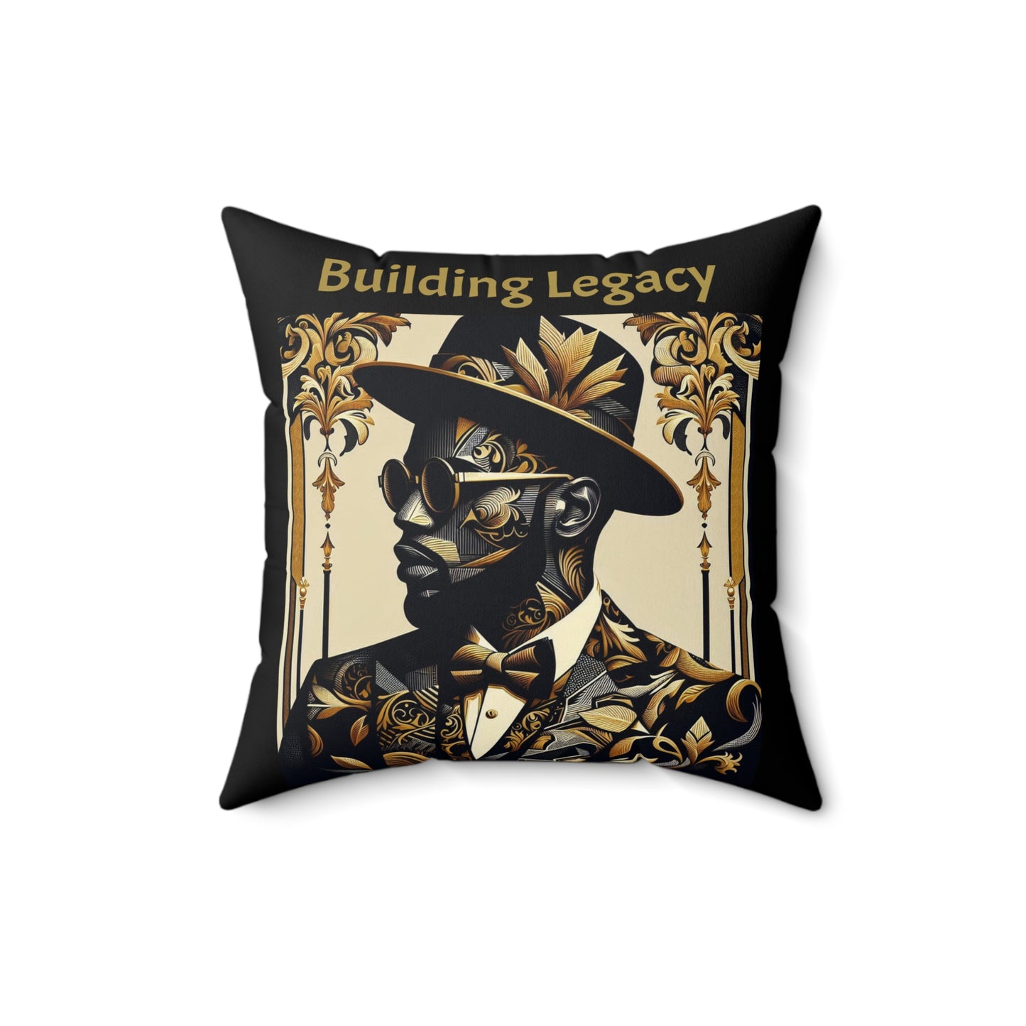 Building Legacy Faux Suede Pillow, Artistic Home Decor, Modern Throw Pillow, Elegant Cushions, Gift for Him