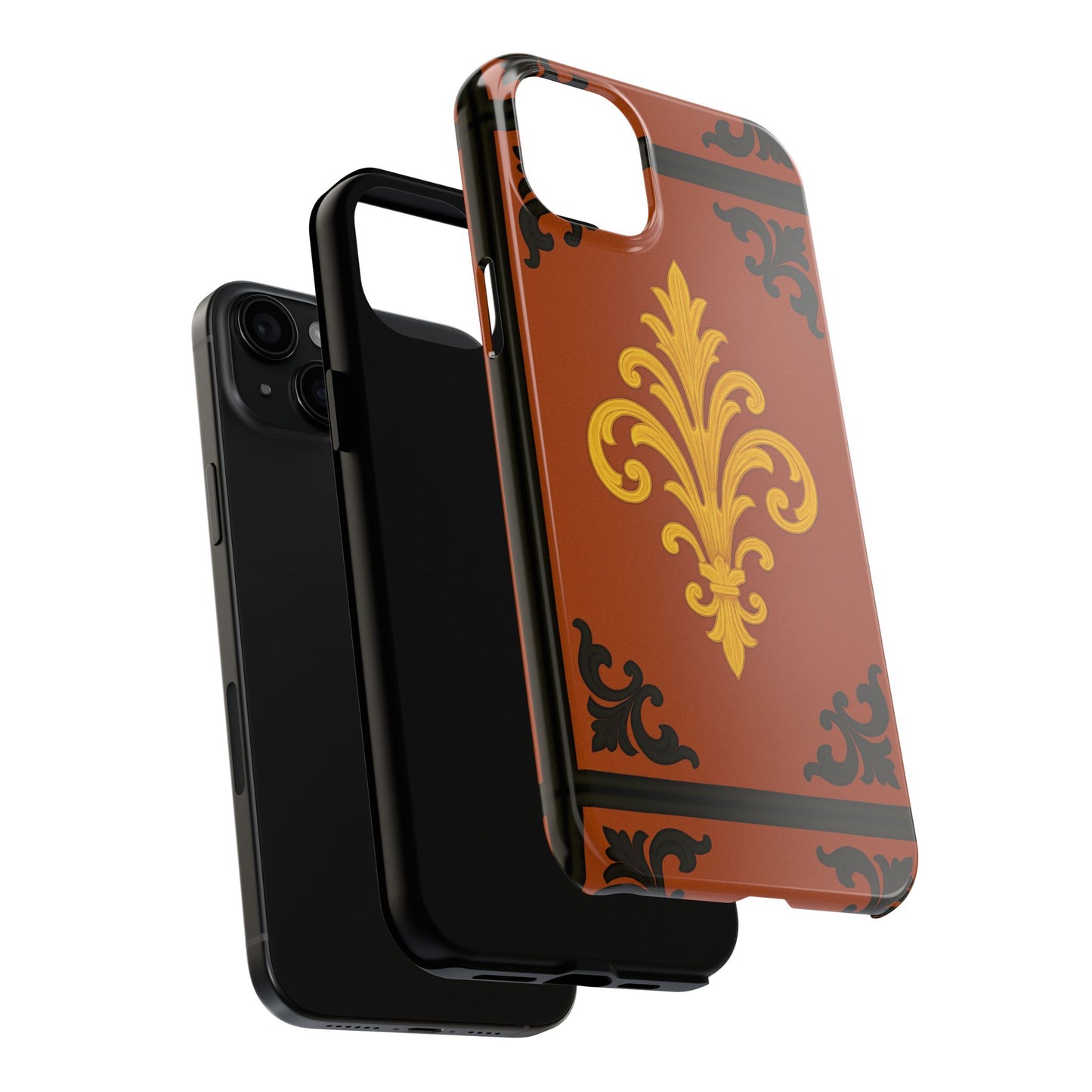 Dusk Terracotta Baroque Tough Phone Case — Vintage Baroque Design, Protective iPhone Cover