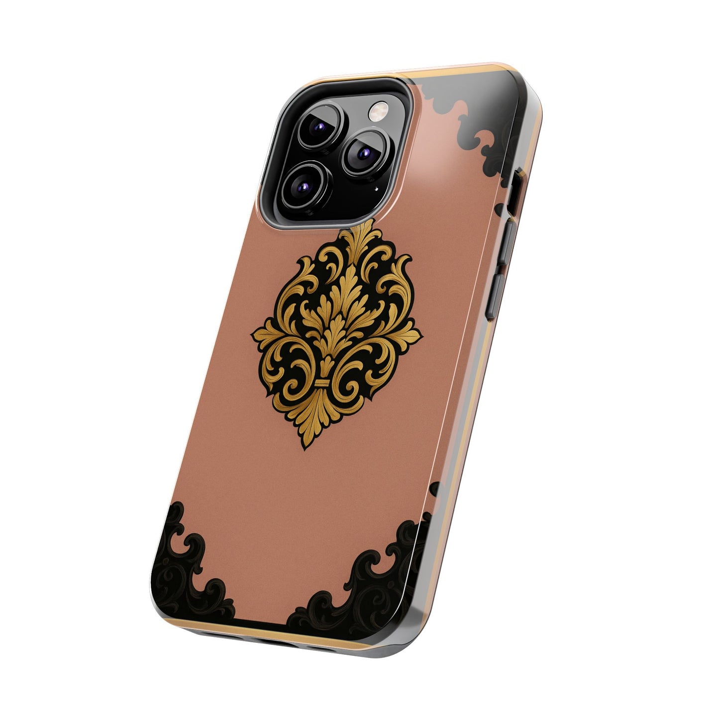 Mauve & Black-Gold Baroque Tough Phone Case — Ornate Protective iPhone Cover