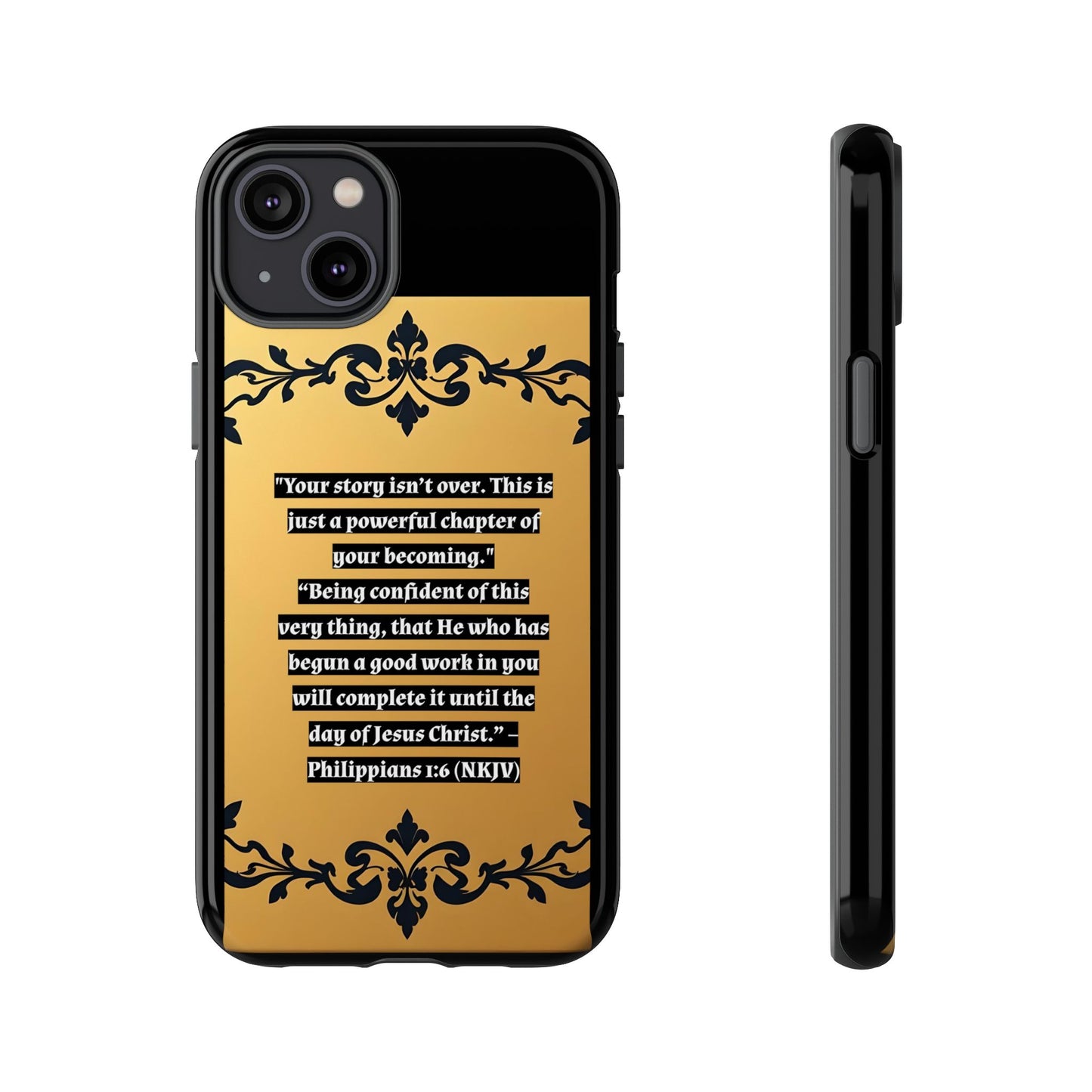 Elegant Floral Motif Phone Case - Tough Cases with Vintage Design - "Your story isn't over"