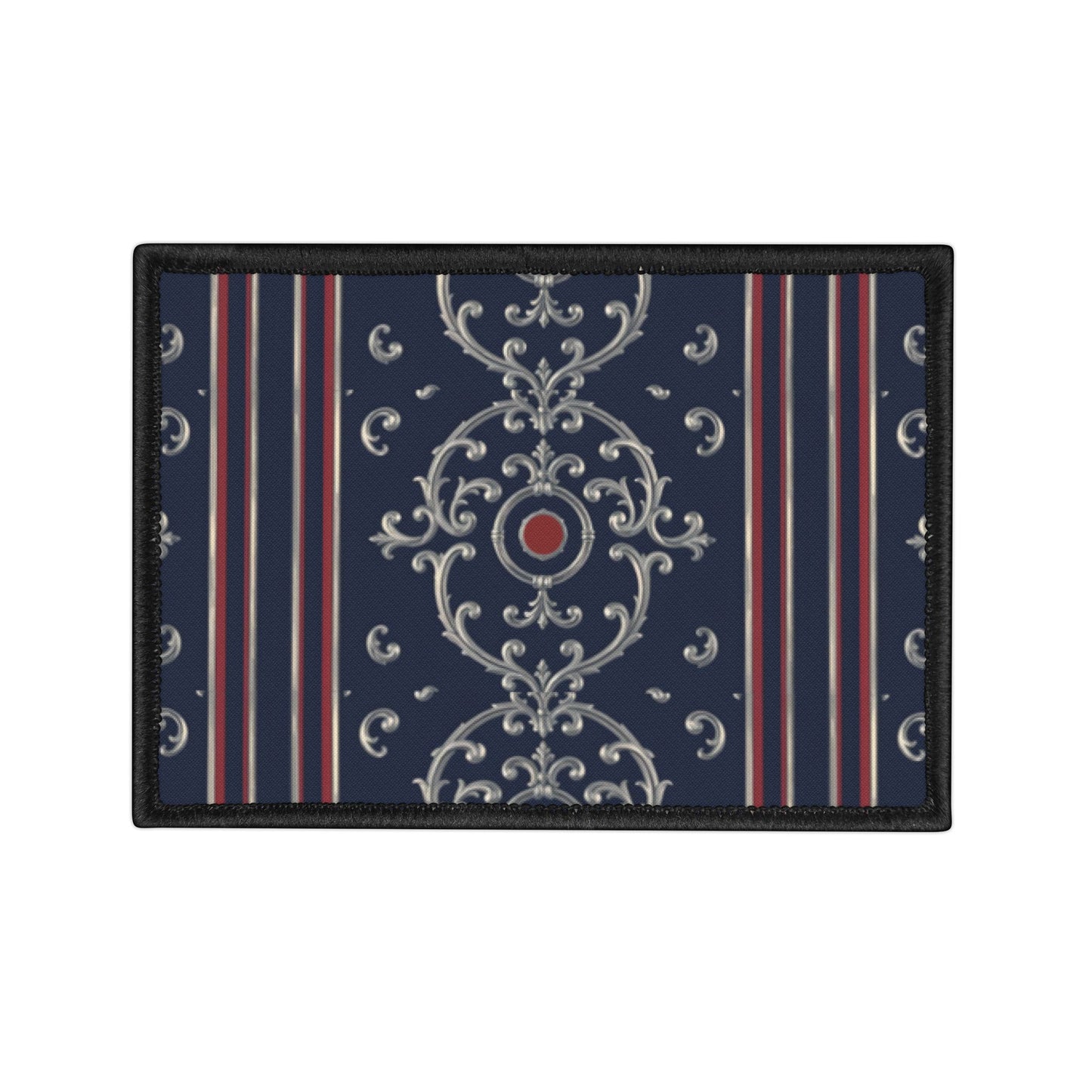 Stylish Iron-On Patches for Customization, Vintage Embroidered Patches, Denim Jacket Accessories - Blue & Red Silver Baroque