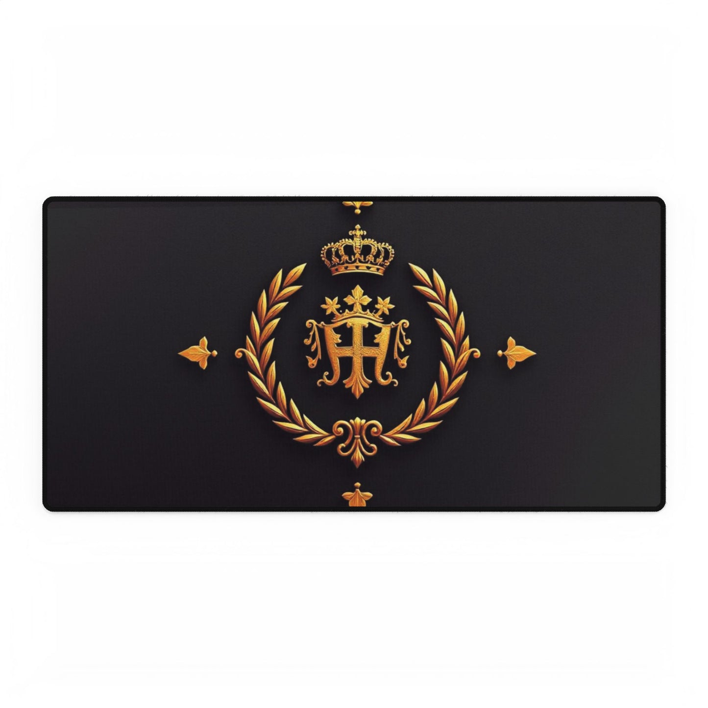 Elegant Golden Crest Desk Mat, Personalized Workspace Decor, Office Accessories, Gaming Mat, Home Office Gift - Gold Crest