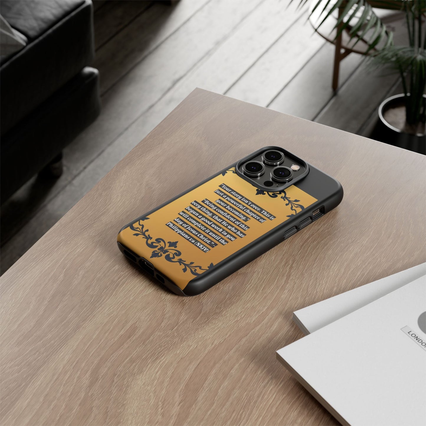Elegant Floral Motif Phone Case - Tough Cases with Vintage Design - "Your story isn't over"