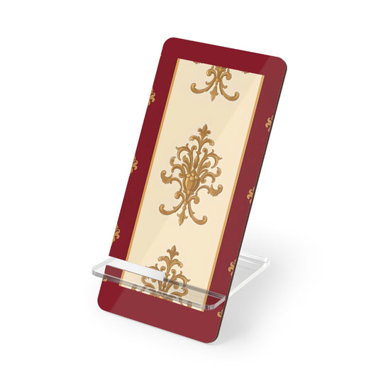 Elegant Floral Smartphone Display Stand - Dusk Red Striped Gold Damask - Decorative Mobile Holder