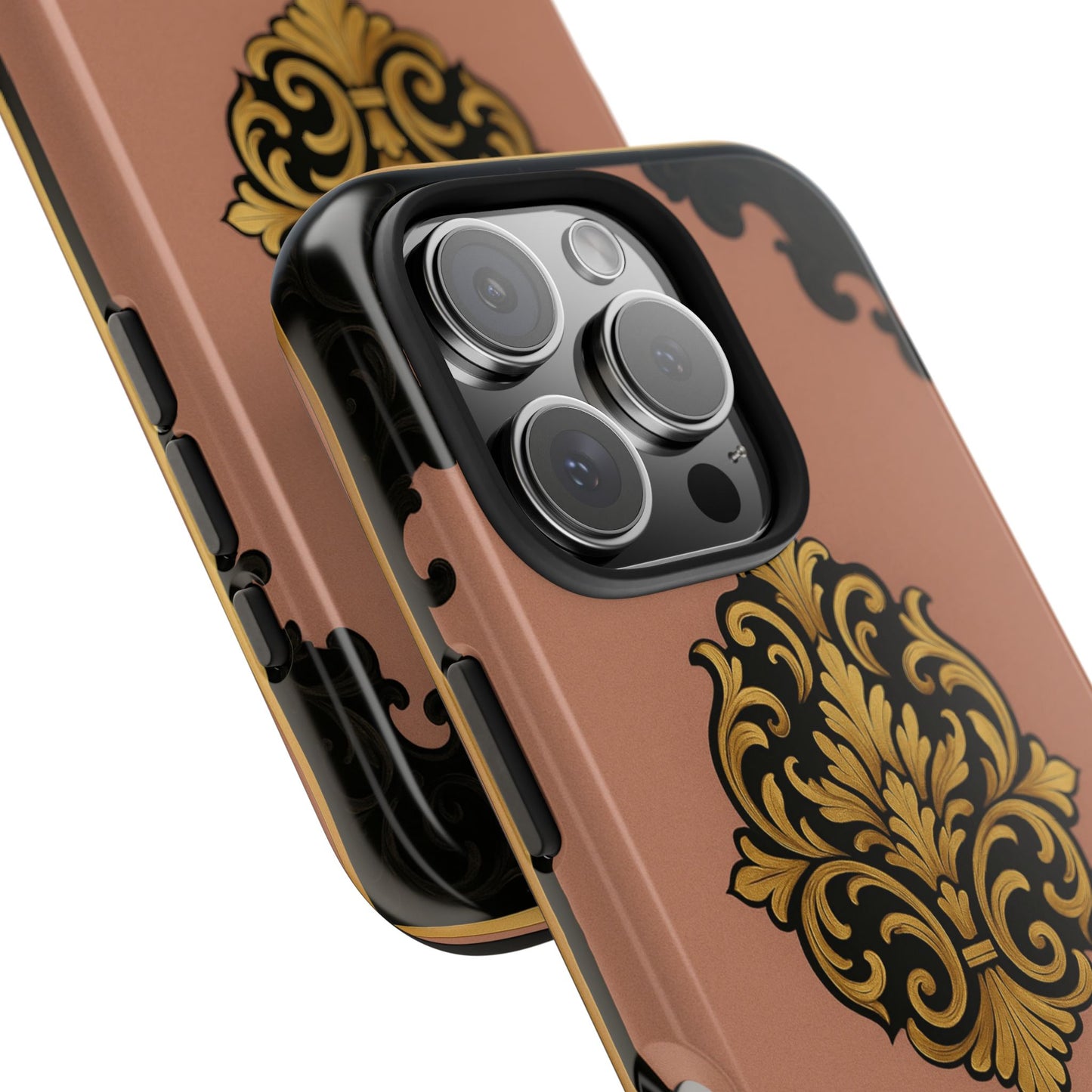 Mauve & Black-Gold Baroque Tough Phone Case — Ornate Protective iPhone Cover