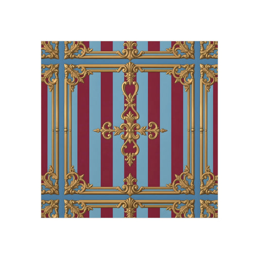 Elegant Foam Board Décor, Vintage Wall Art, Home Office Style, Decorative Wall Display, Event Backdrop - Sky Blue & Maroon Striped Baroque