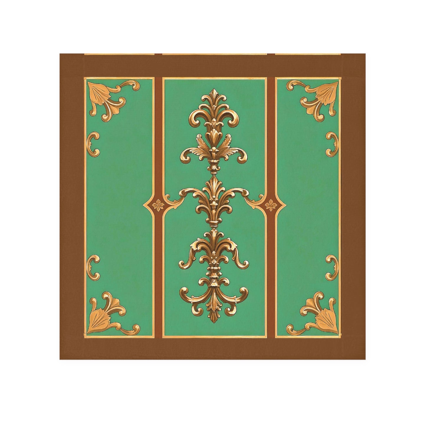 Elegant Vintage Floral Face Towel - Luxurious Bathroom Accessories - Rust & Green Striped Baroque