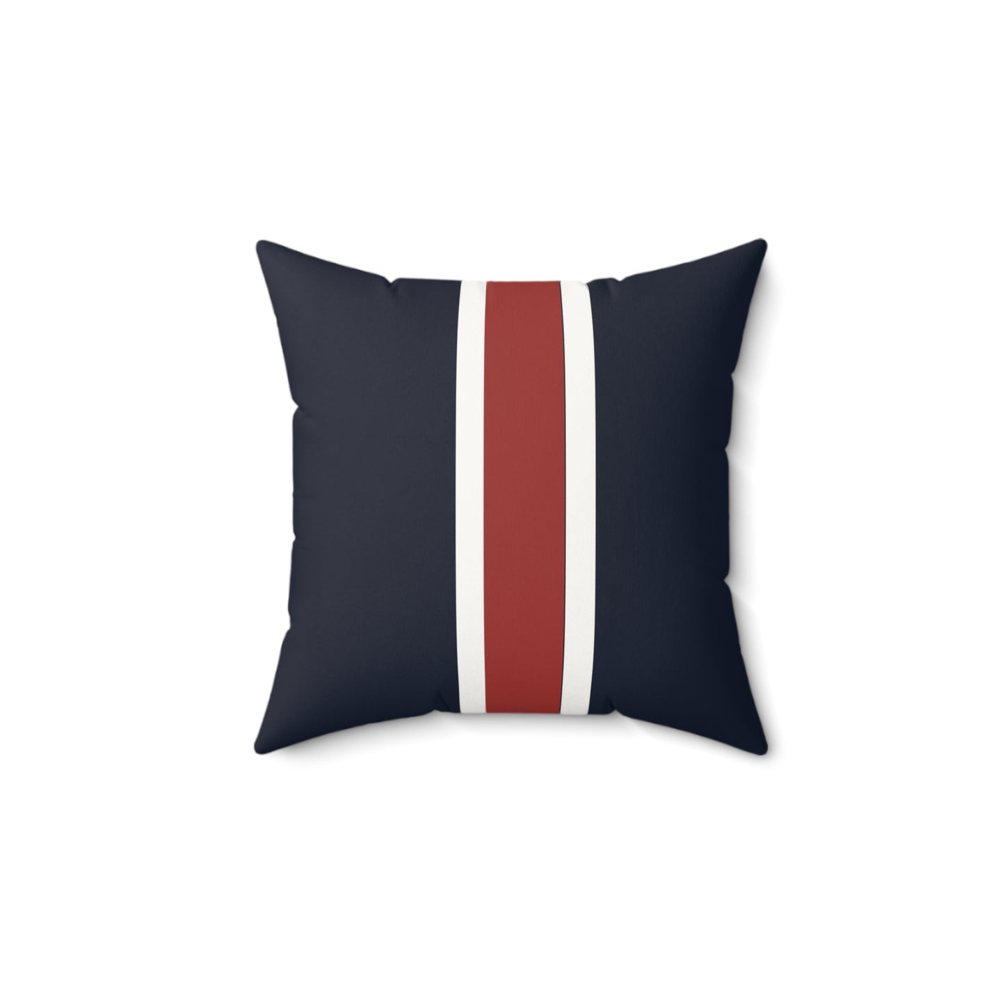 Lunar Midnight & Red-White Striped Faux Suede Square Pillow | Coastal Home Decor, Modern Cushion, Living Room Accent, Gift for Homeowners