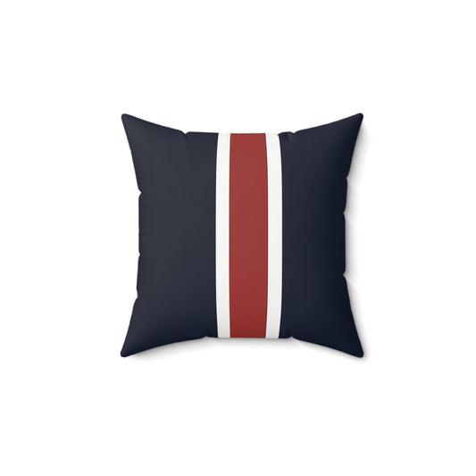 Lunar Midnight & Red-White Striped Faux Suede Square Pillow | Coastal Home Decor, Modern Cushion, Living Room Accent, Gift for Homeowners