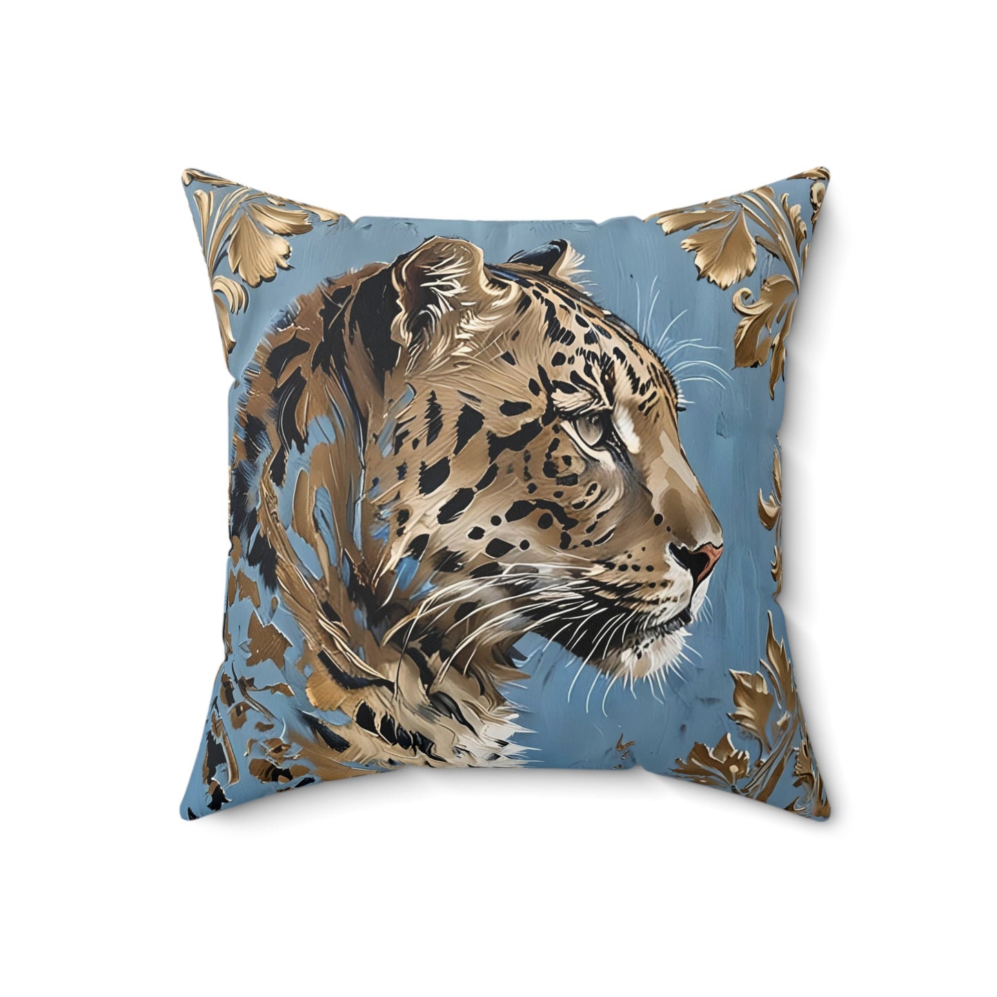 Elegant Leopard Faux Suede Pillow for Stylish Home Decor - Powder Blue