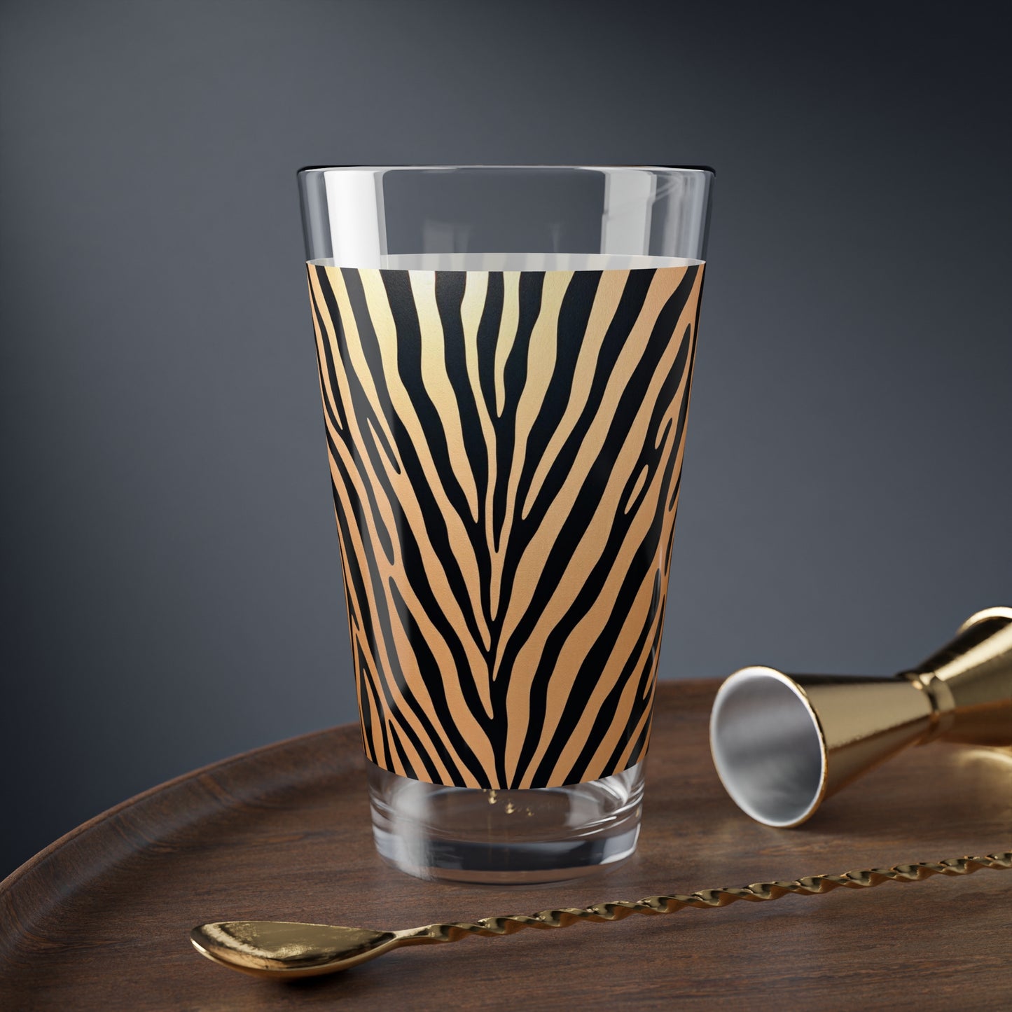 Zebra Print Mixing Glass - 16oz Cocktail & Beverage Glassware