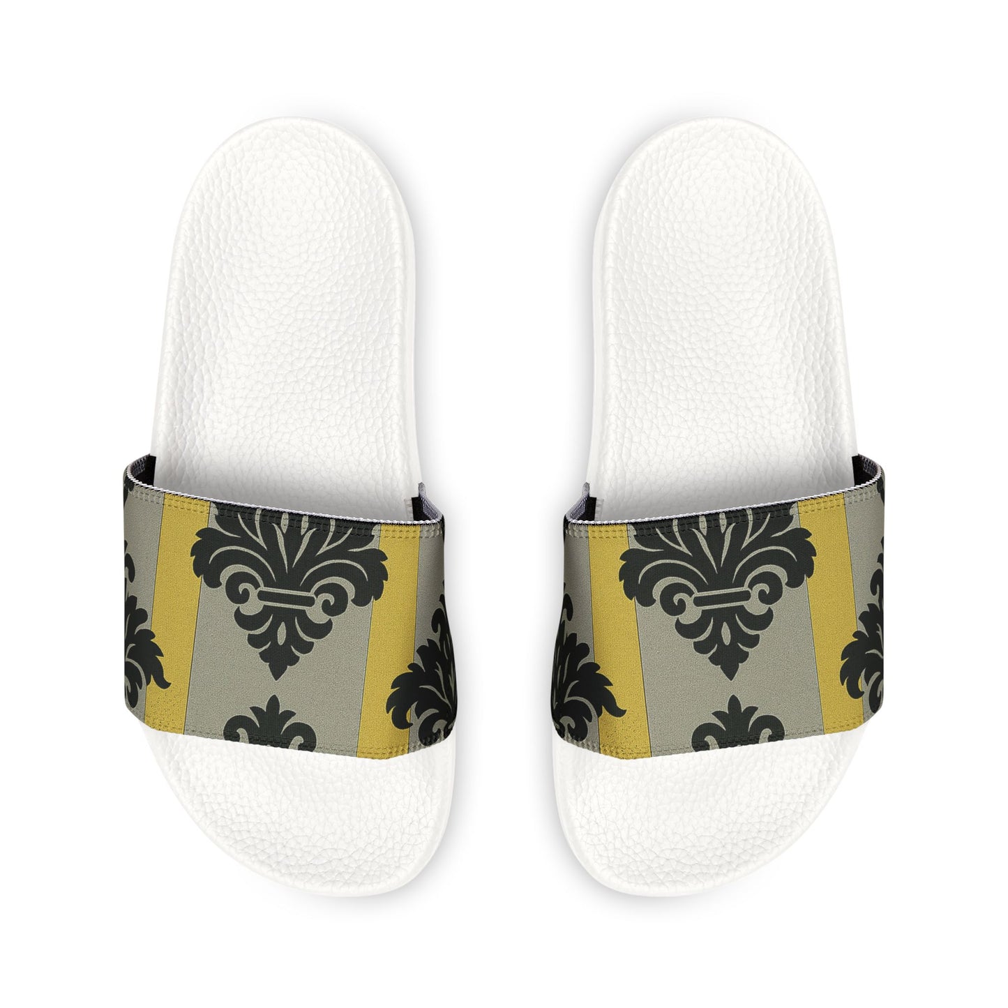 Stylish Women's Sandals: Chic Comfort for Every Occasion, Summer Shoes, Casual Footwear, Vacation Essentials - Silver & Gold Striped Black Baroque