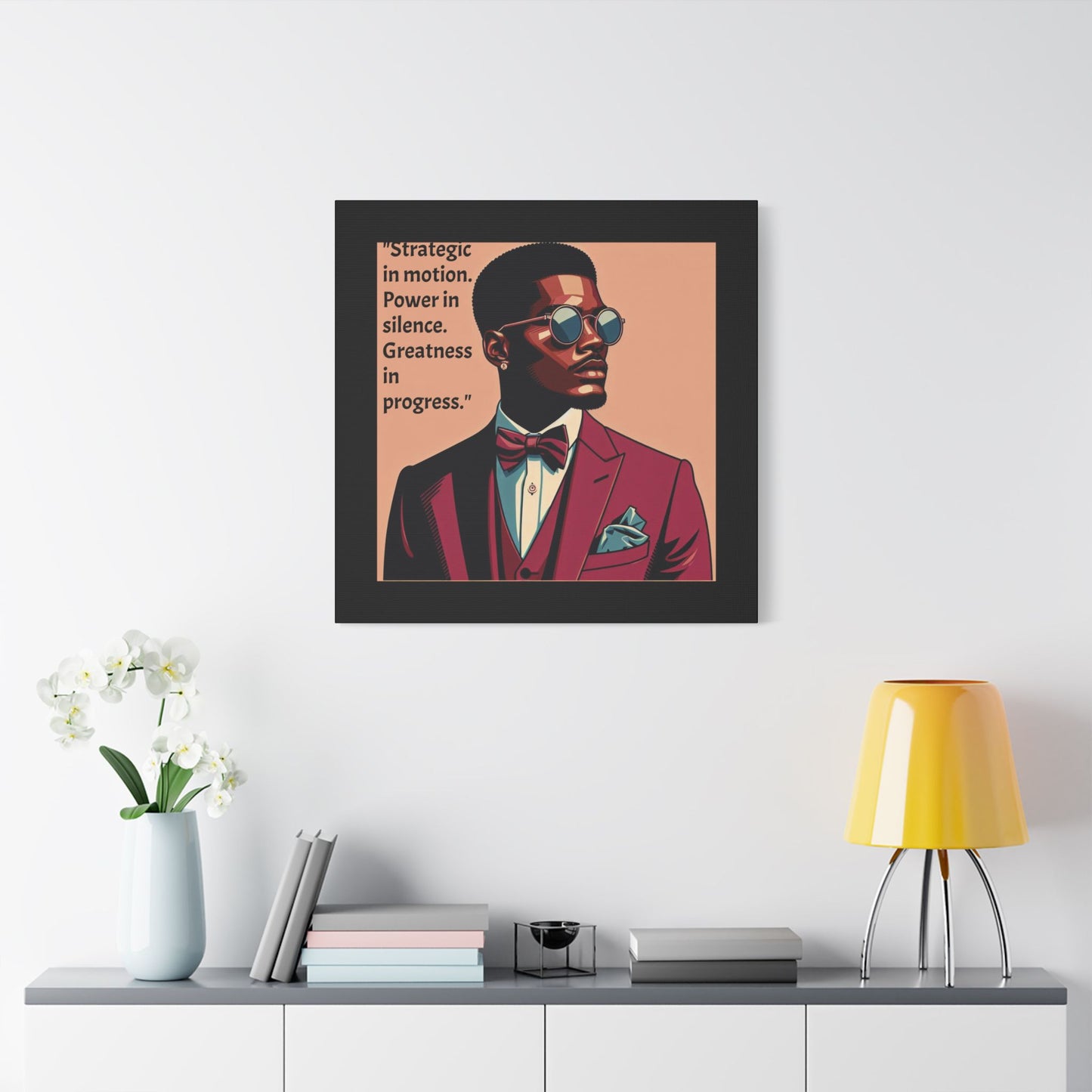 Afro Art Print Canvas, Wall Decor, Satin Stretched Canvas, African American Art, Office Decor, Home Decor - "Strategic In Motion...."