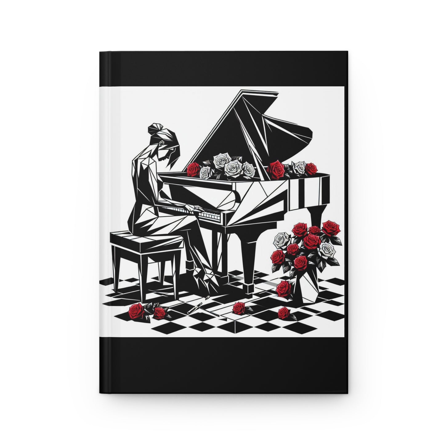 Elegant Piano Rose Hardcover Journal - Perfect for Musicians & Art Lovers