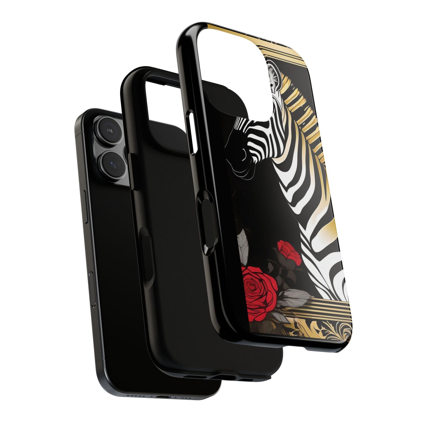 Phone Case - Elegant Zebra & Roses Design