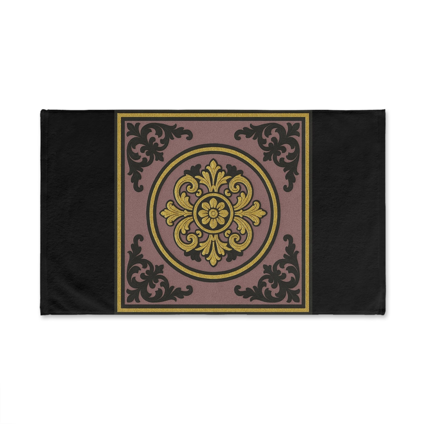 Elegant Gilded Mauve With Gold-Black Baroque Decorative Hand Towel, Luxury Bathroom Accessory, Kitchen Decor, Gift for Her, Home Essentials