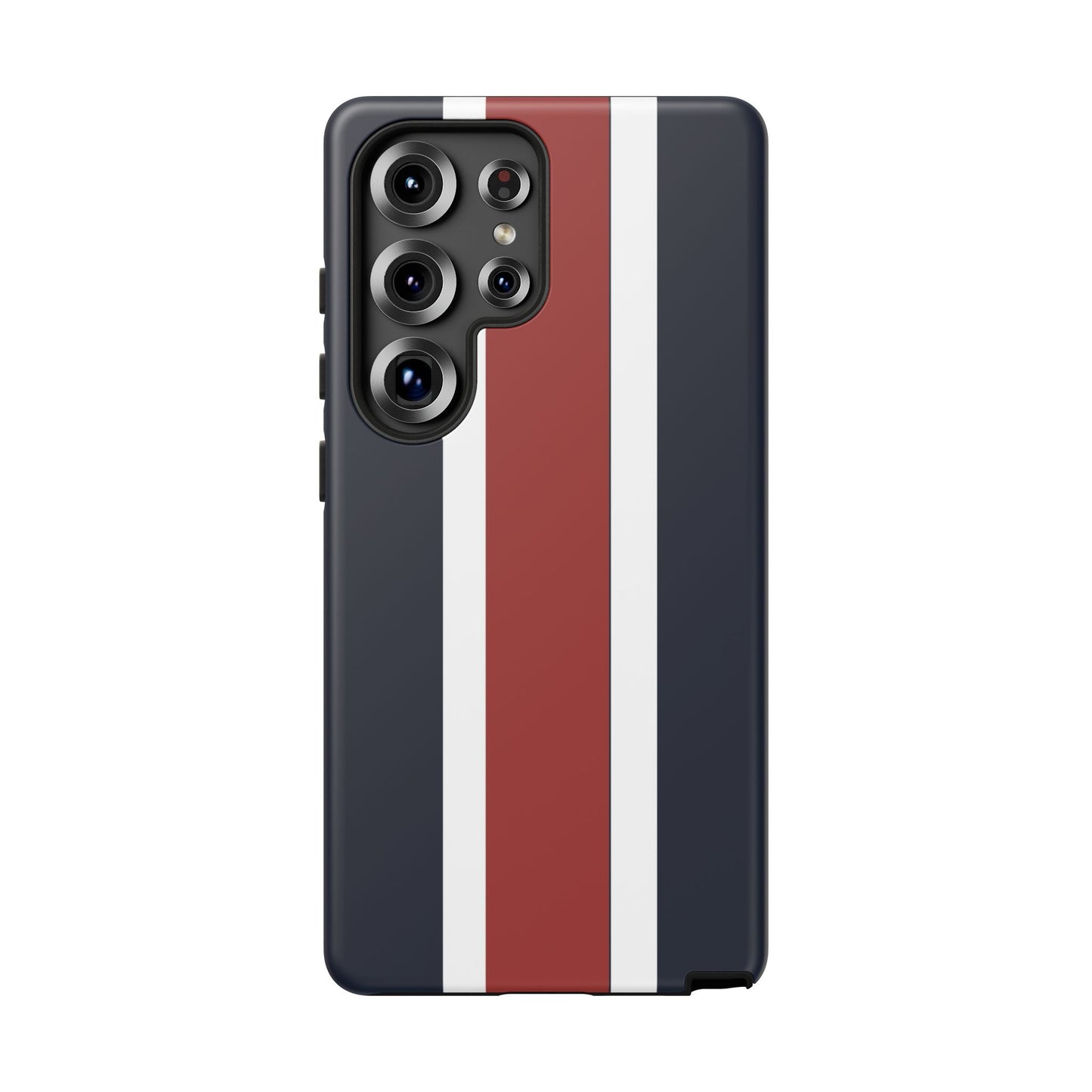 Lunar Midnight & Red-White Striped Stylish Phone Case - Tough Cases, Custom iPhone Cover, Sleek Phone Accessories, Gifts for Him/Her