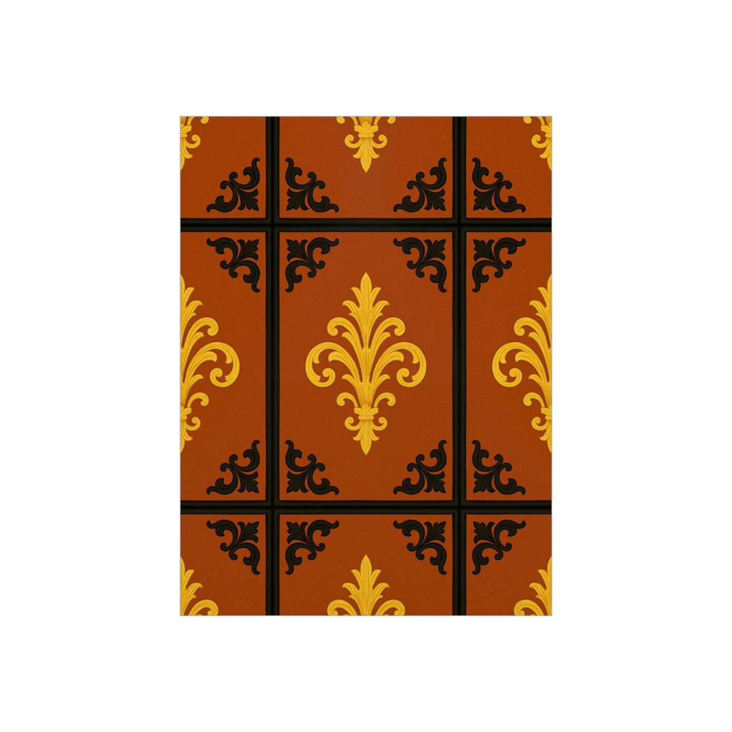 Dusk Terracotta Baroque Foam Board — Baroque Pattern Wall Art (Dusk Terracotta, Gold & Black)