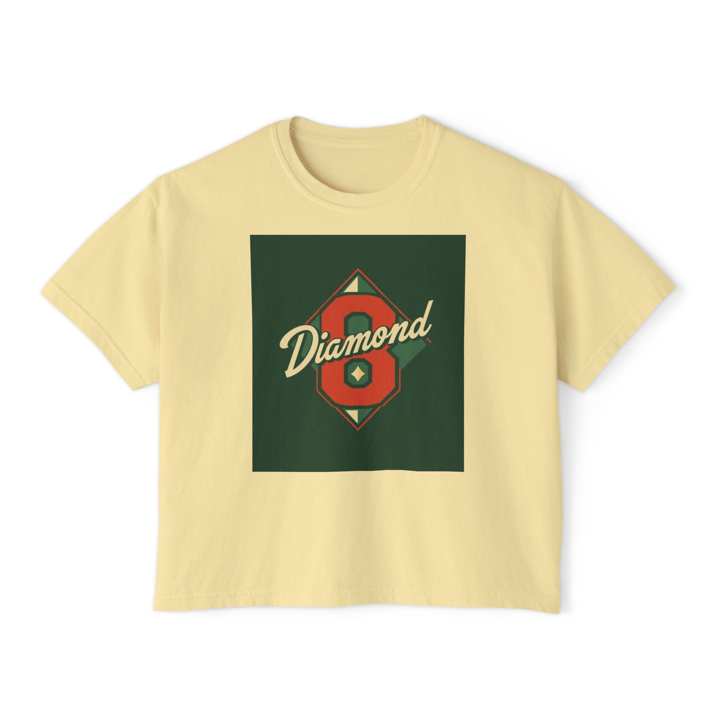 Stylish Women's Boxy Tee with Retro Diamond Design, Casual Fashion Top, Gift for Her, Summer Essential, Vintage Vibe - Diamond 8