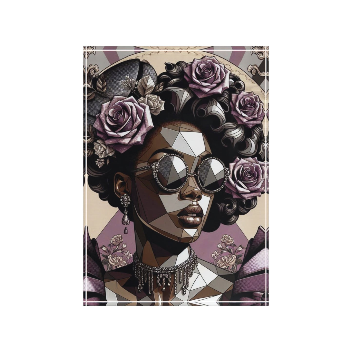 Stylish Photo Block for Home Decor, Black Woman Art Print, Gift for Her, Celebratory Decor, Desk Decor - Lilac Baroque Lady