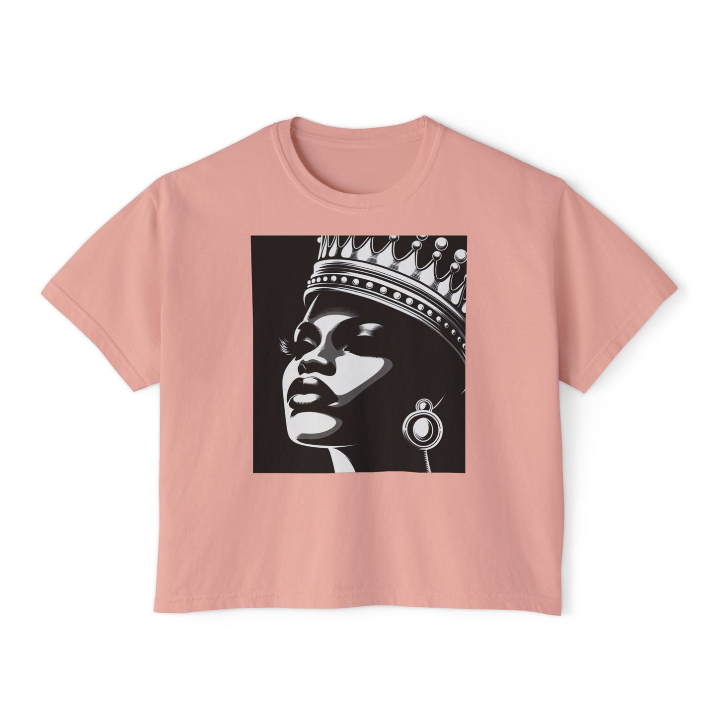 Empowering Women's Boxy Tee - Crowned Beauty Graphic Shirt, Fashionable Streetwear, Gift for Her, Casual Style, Birthday Gift