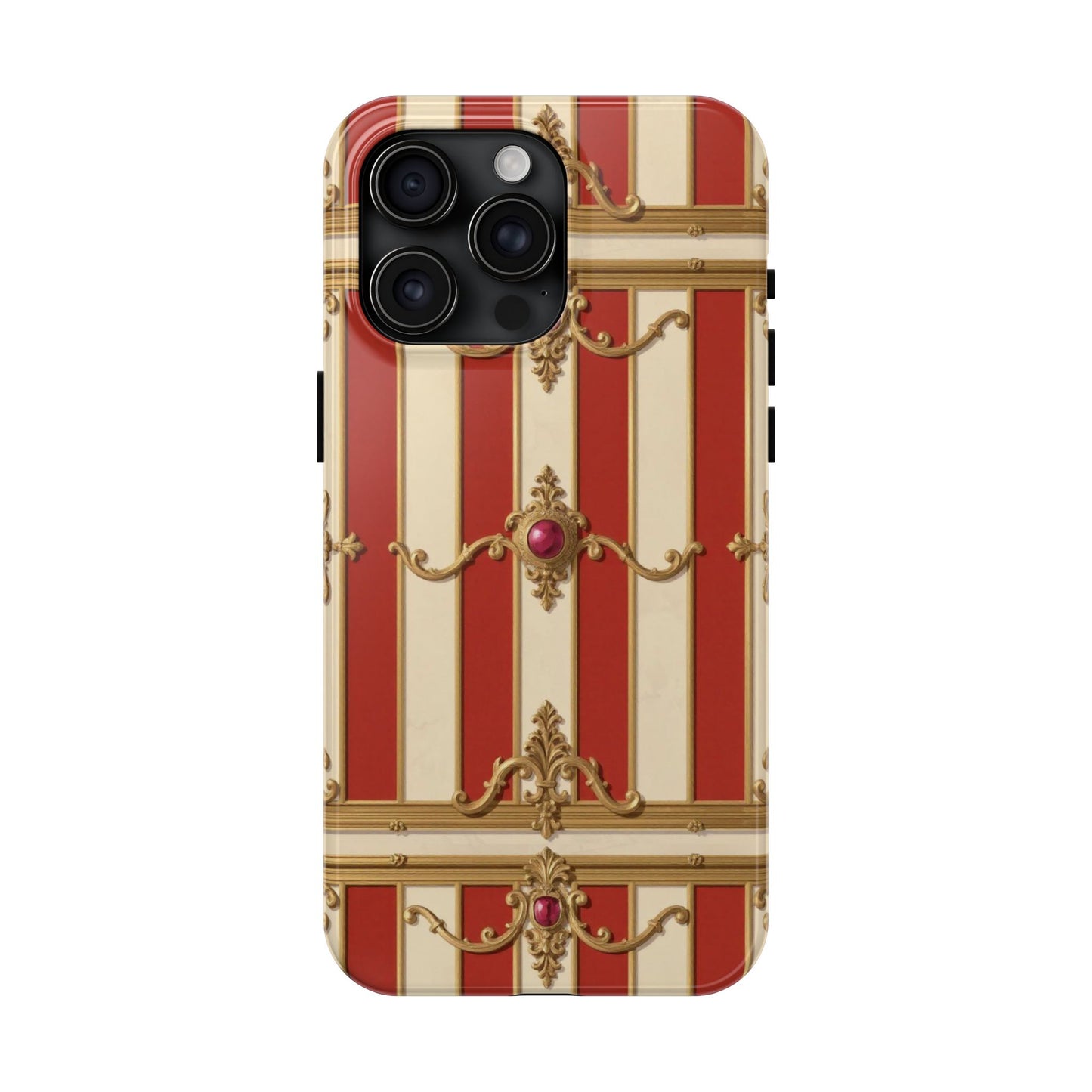 Elegant Alabaster & Dusk Orange Striped Baroque Tough Phone Case - Stylish Protection for Your Device