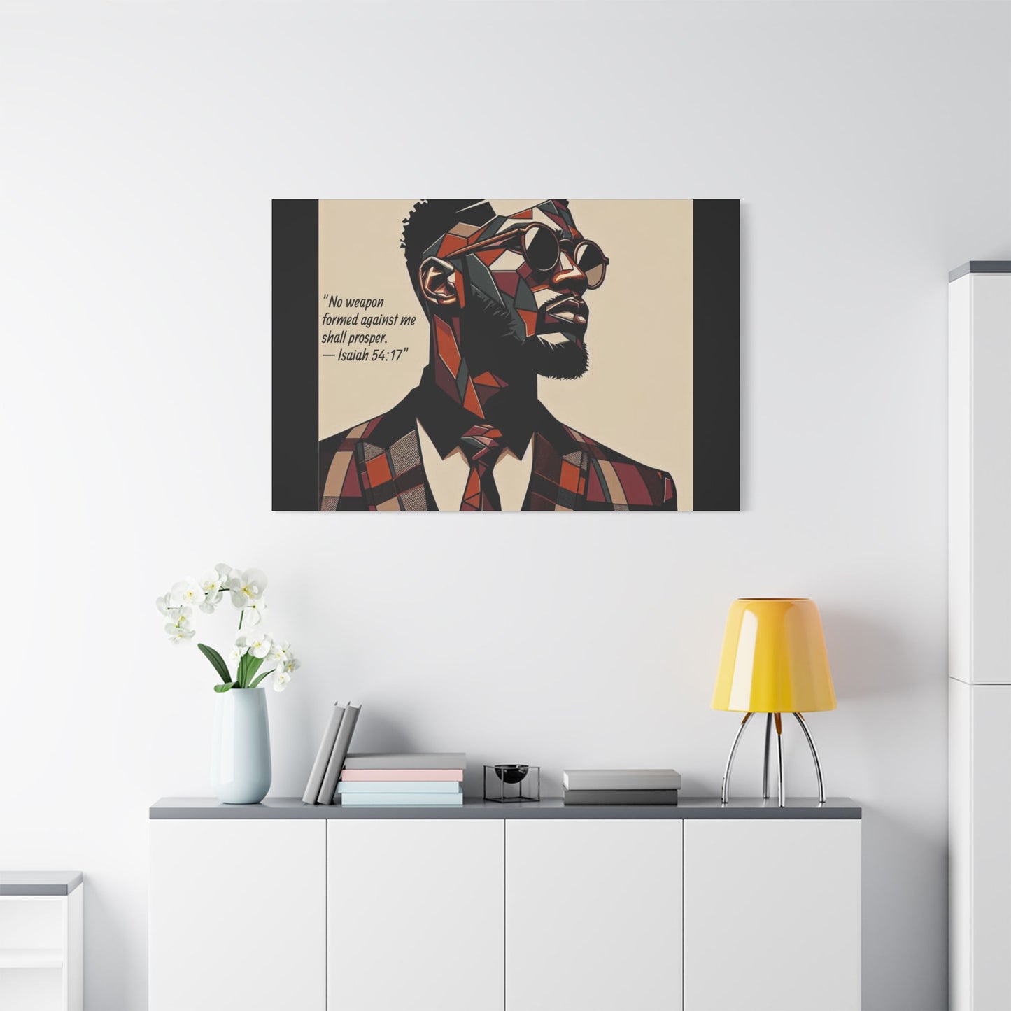 Afro Art Print Canvas, Wall Decor, Satin Stretched Canvas, African American Art, Office Decor, Home Decor - Isaiah 54:17