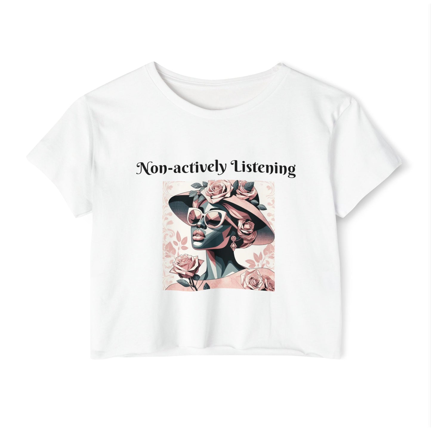 Chic Women's Festival Crop Top, Non-actively Listening Tee, Summer Vibes, Music Festival Outfit, Casual Streetwear