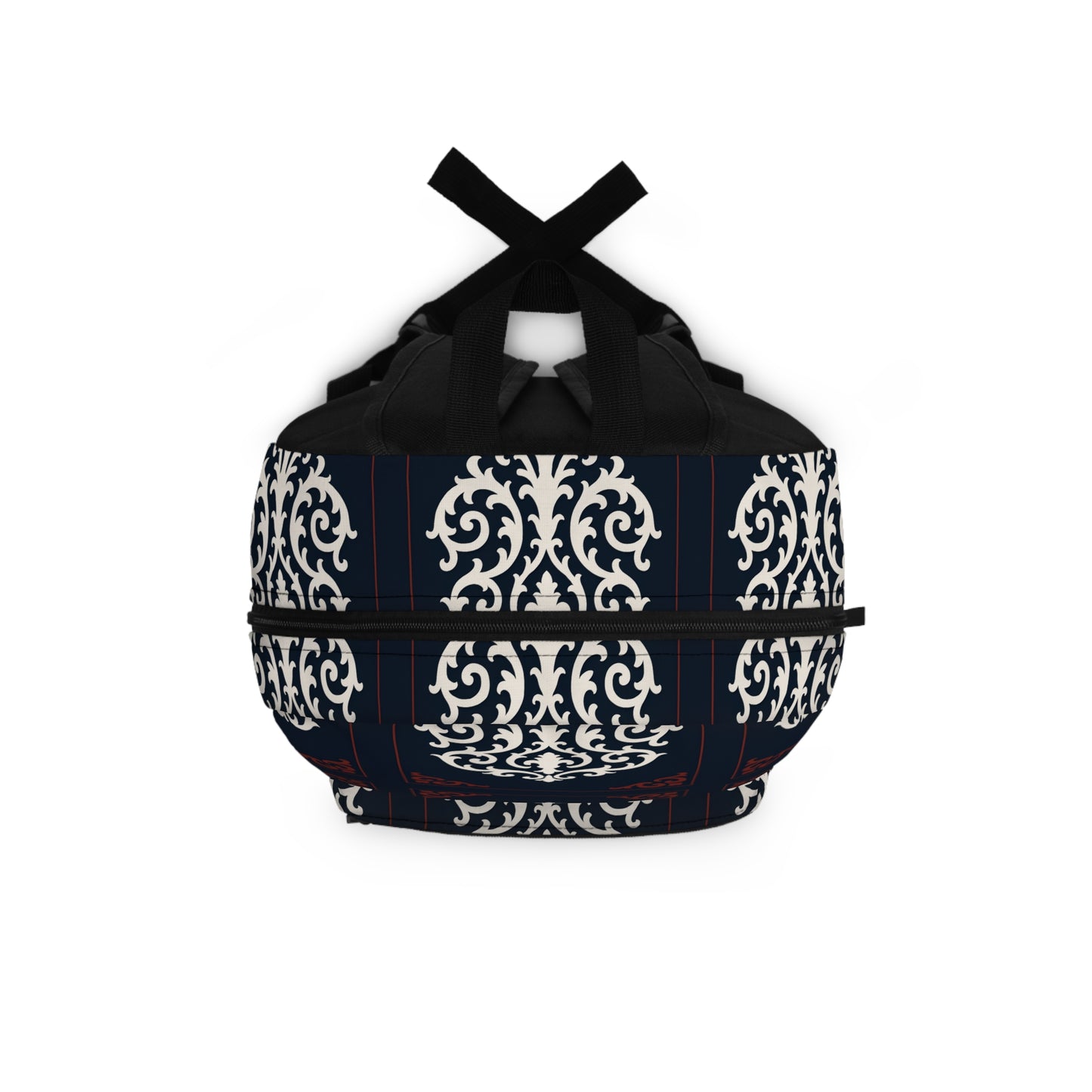 Dusk Blue-Maroon & White Baroque Pattern Backpack — Elegant Dusk Blue & White Vintage Baroque School Bag