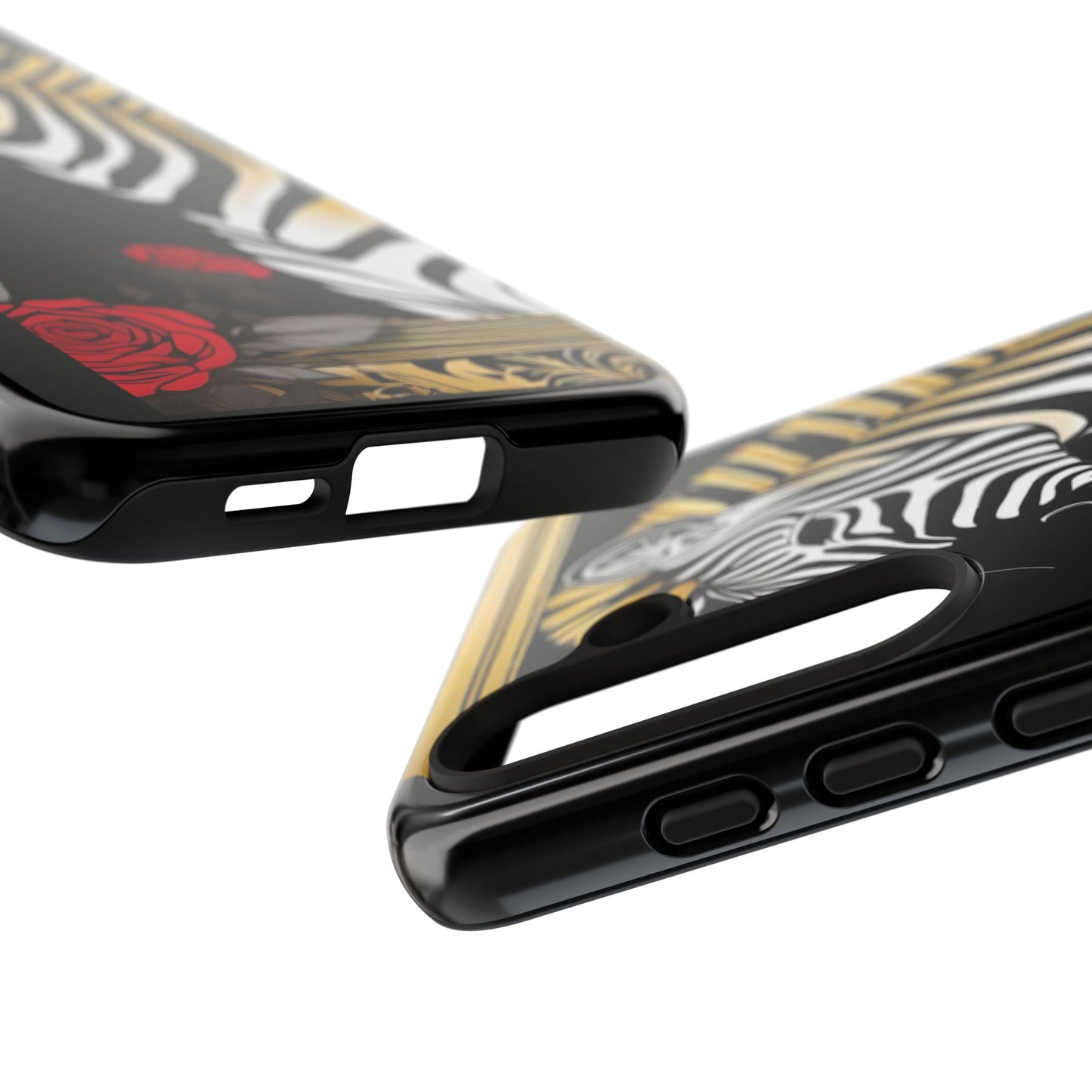 Phone Case - Elegant Zebra & Roses Design