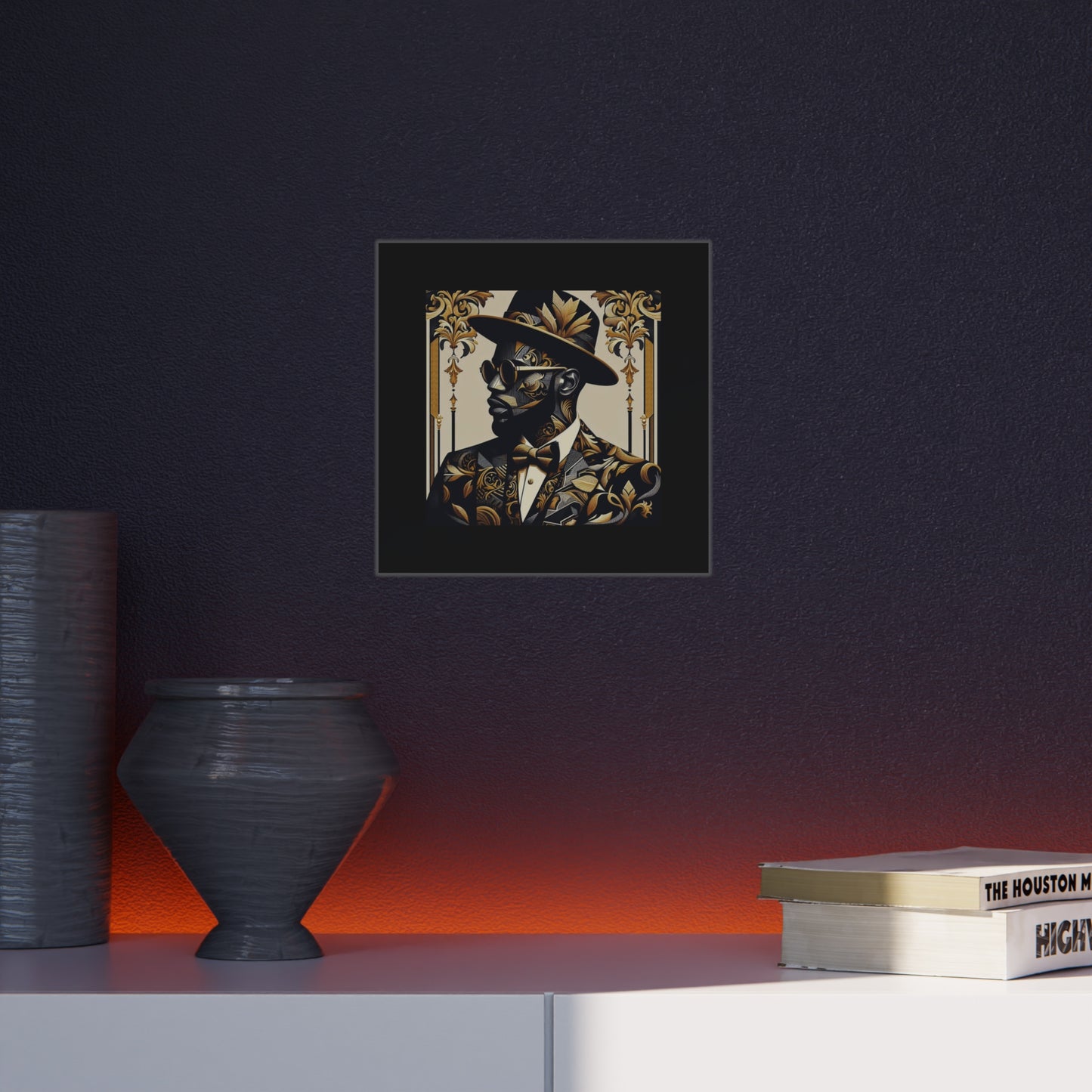 Stylish Foam Board Art, Elegant Wall Decor, Home Office Decoration, Modern Portraits, Unique Gifts for Art Lovers - Damask Man in Black & Gold