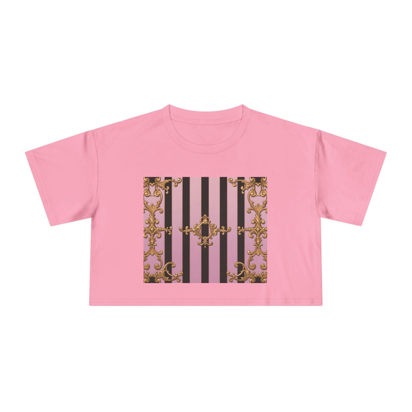 Chic Baroque Women's Crop Tee, Boho Style Top, Casual Summer Shirt, Trendy Gift for Her, Stylish Crop Top for Festivals & Everyday