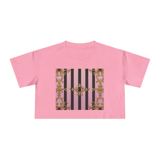 Chic Baroque Women's Crop Tee, Boho Style Top, Casual Summer Shirt, Trendy Gift for Her, Stylish Crop Top for Festivals & Everyday