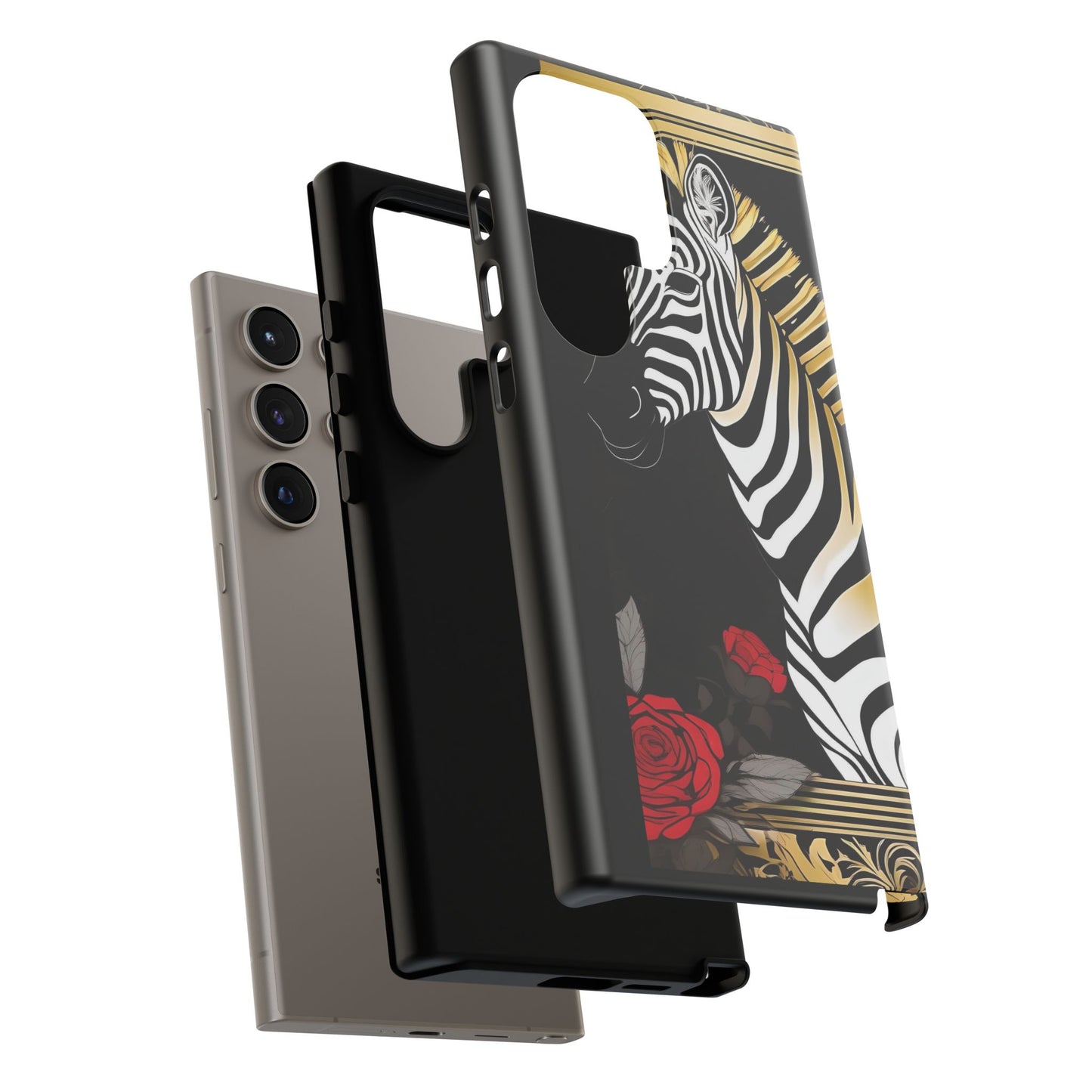Phone Case - Elegant Zebra & Roses Design