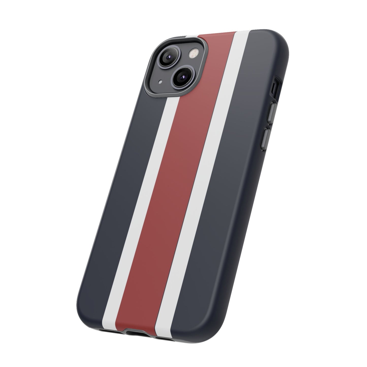 Lunar Midnight & Red-White Striped Stylish Phone Case - Tough Cases, Custom iPhone Cover, Sleek Phone Accessories, Gifts for Him/Her
