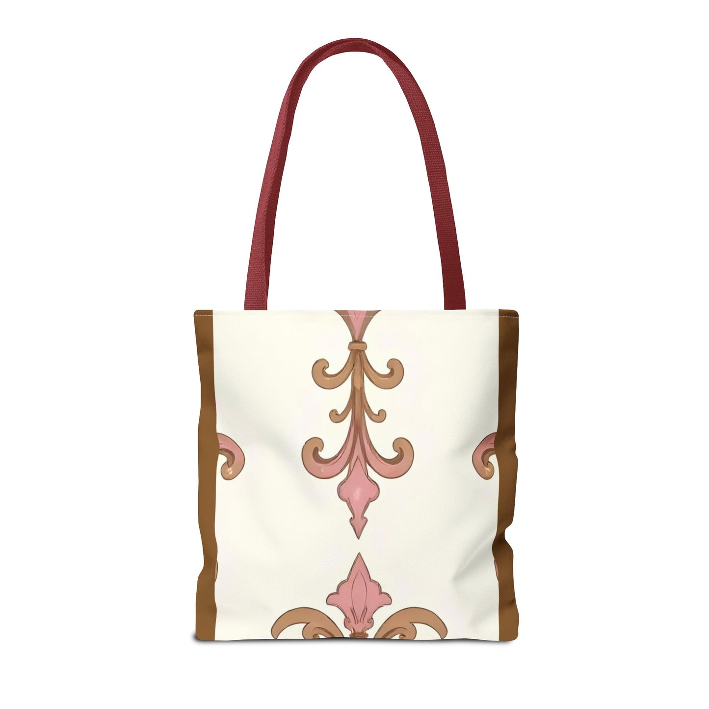 Elegant Floral Tote Bag - Perfect for Everyday Use, Shopping, Gifts, Summer Outings, and Special Occasions - Brown Striped Pink Arabesque